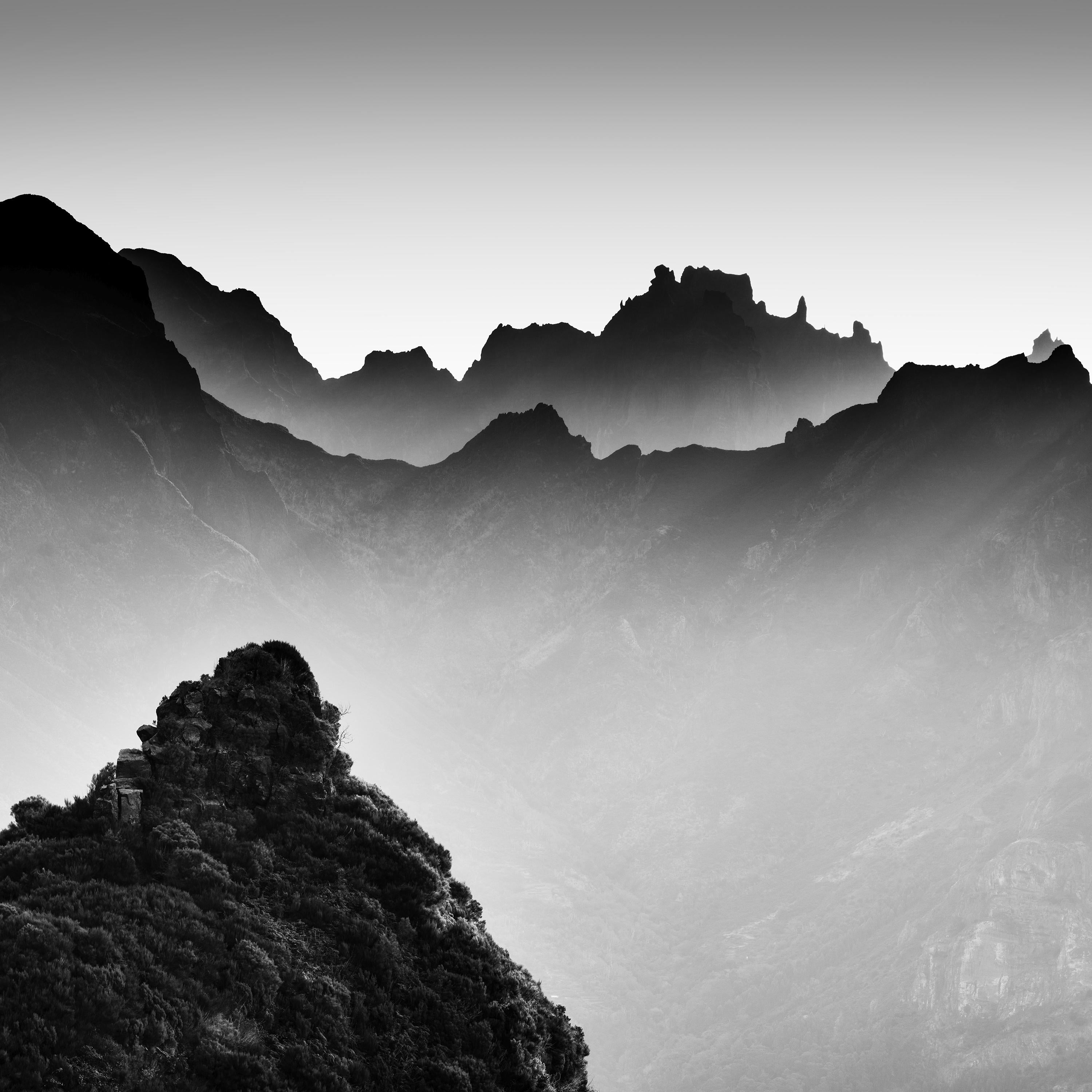 Morning Light in the Mountains, Madeira, black and white photography, landscape For Sale 3
