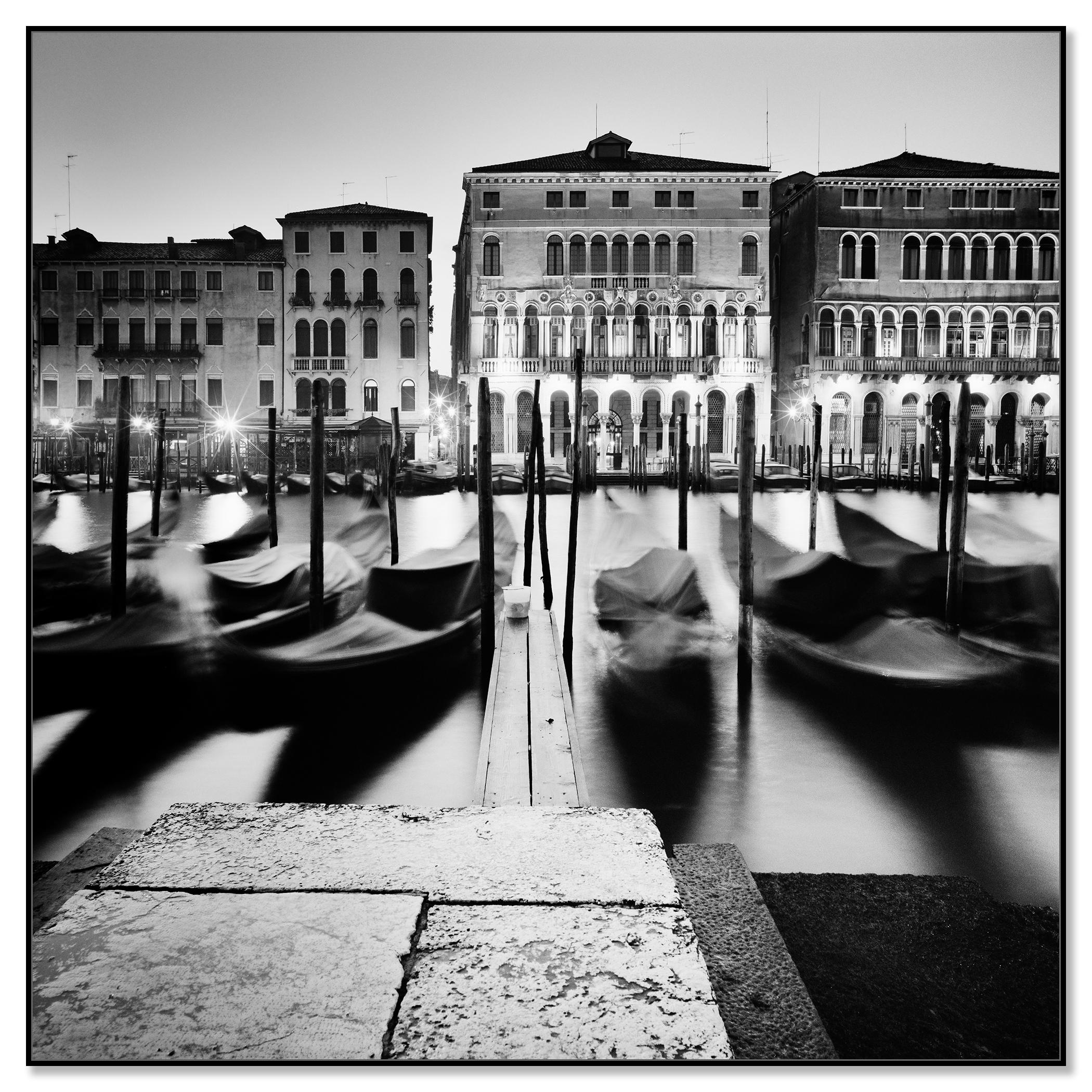 Morning Ritual, Gondola, Venice, black and white photography cityscape - Contemporary Photograph by Gerald Berghammer