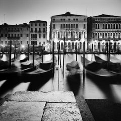 Morning Ritual, Gondola, Venice, black and white photography, cityscape, art