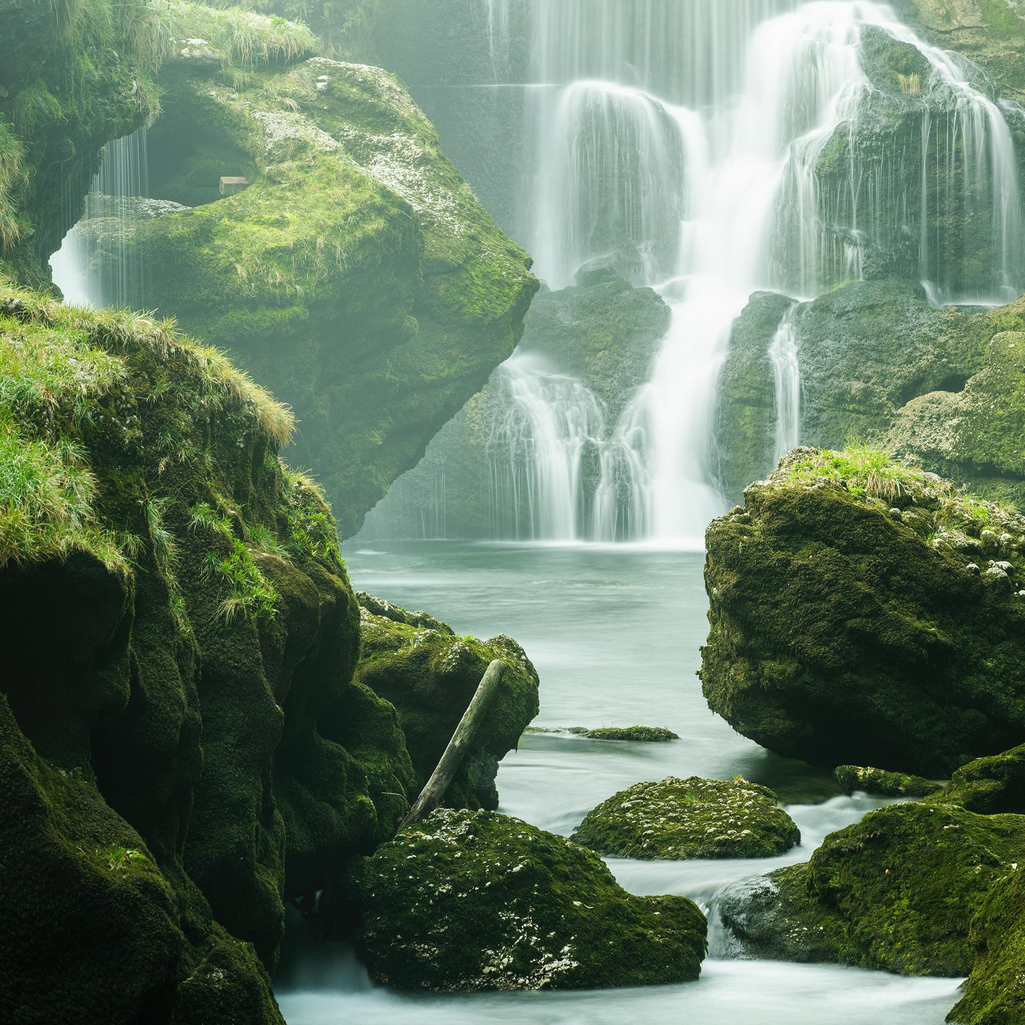 Moss Covered Waterfall - large scale waterscape - signed - limited edition For Sale 5