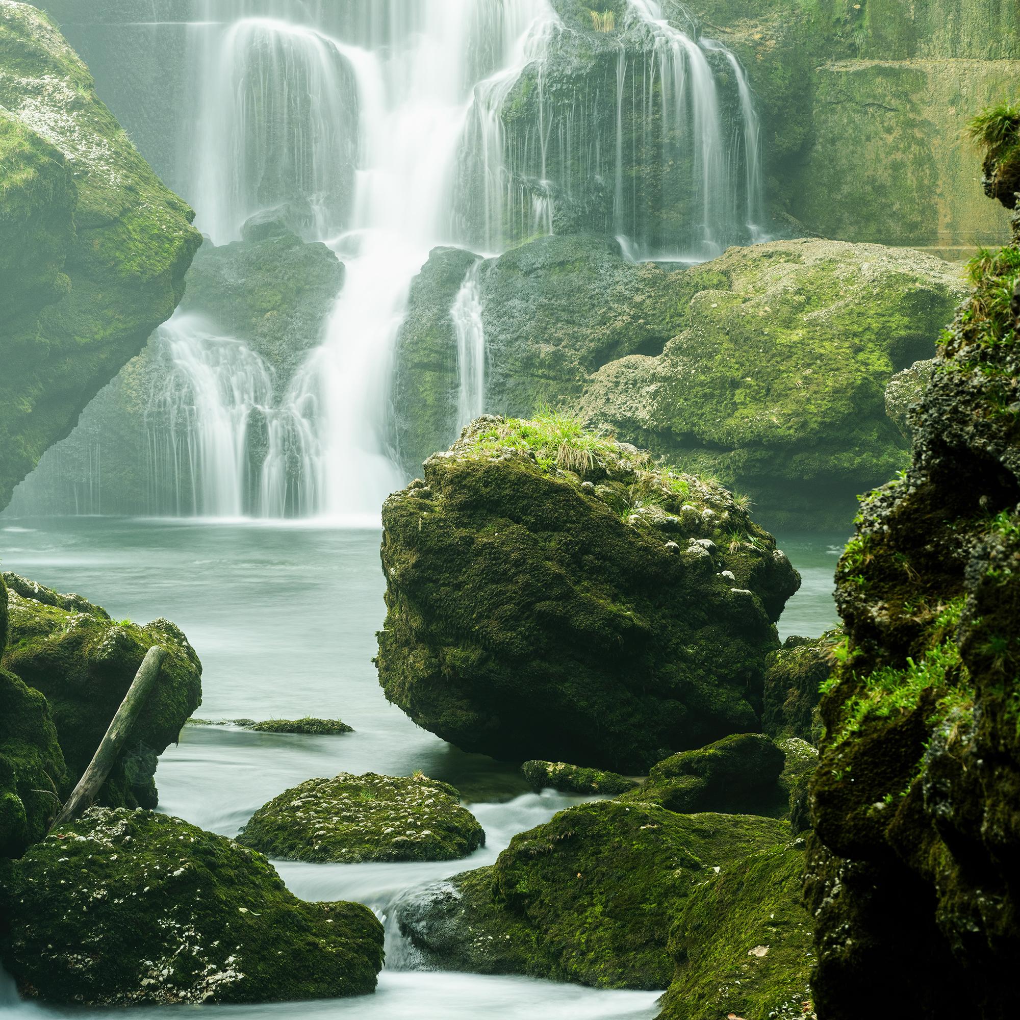 Moss Covered Waterfall - large scale waterscape - signed - limited edition For Sale 6