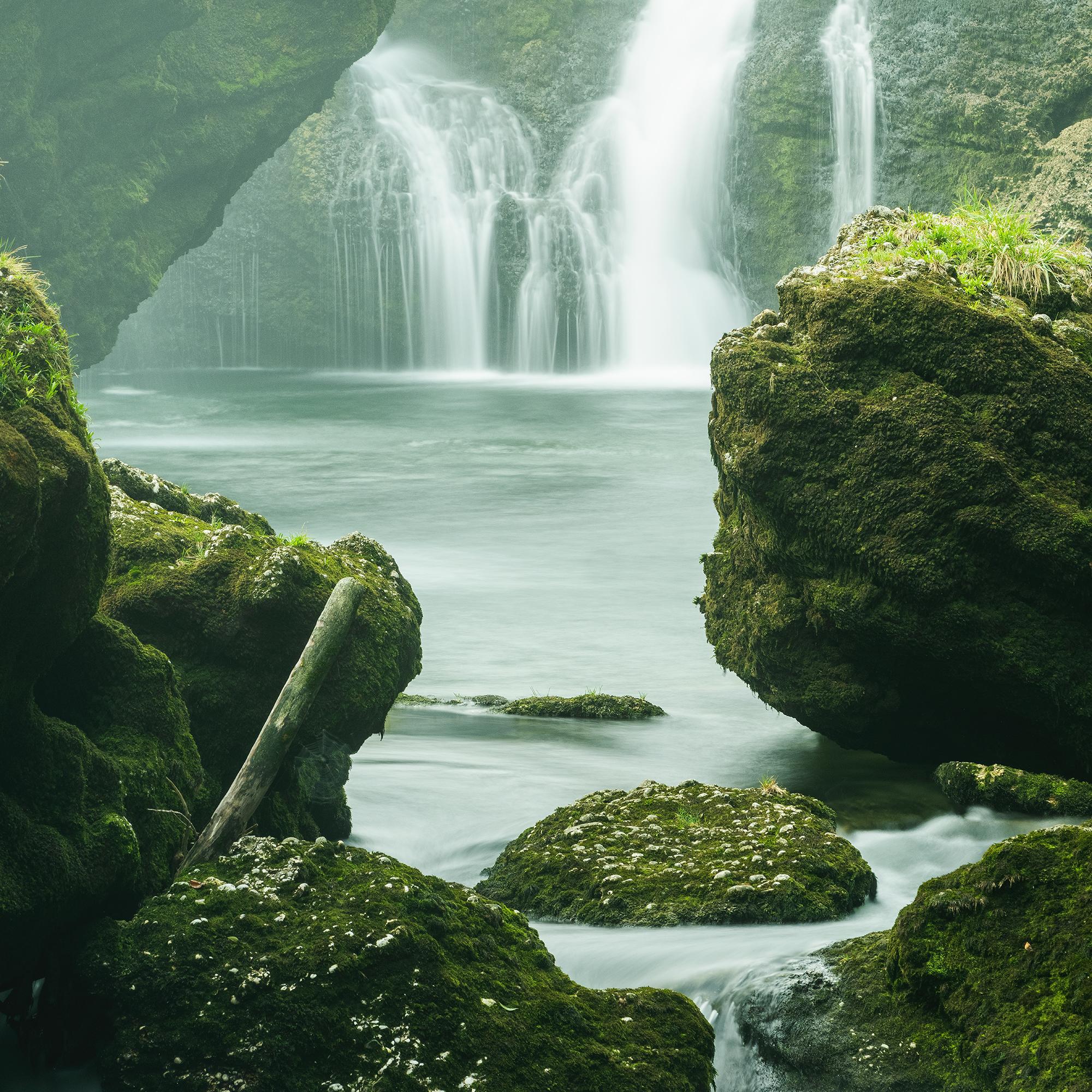 Moss Covered Waterfall - large scale waterscape - signed - limited edition For Sale 7