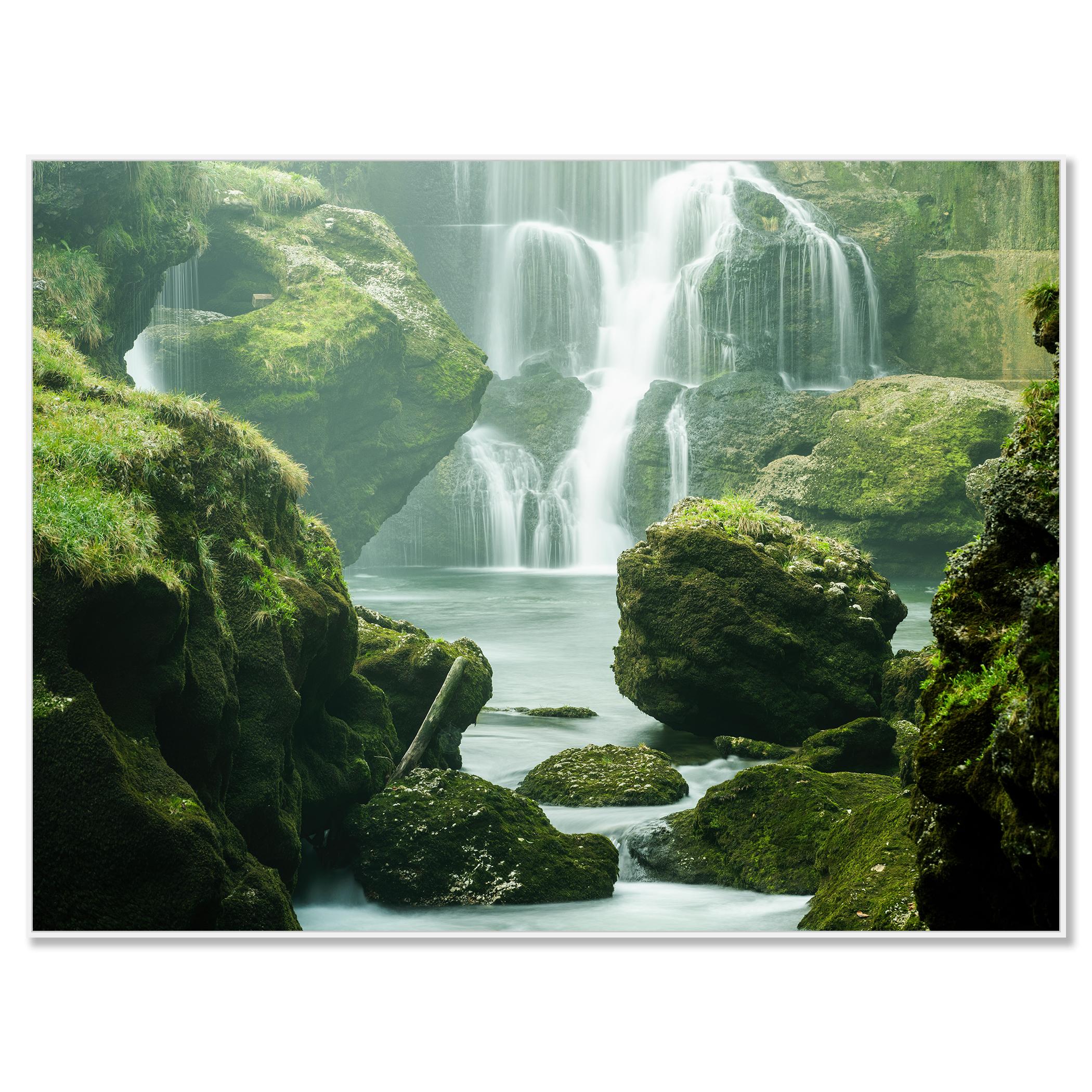 Moss Covered Waterfall - large scale waterscape - signed - limited edition - Photograph by Gerald Berghammer