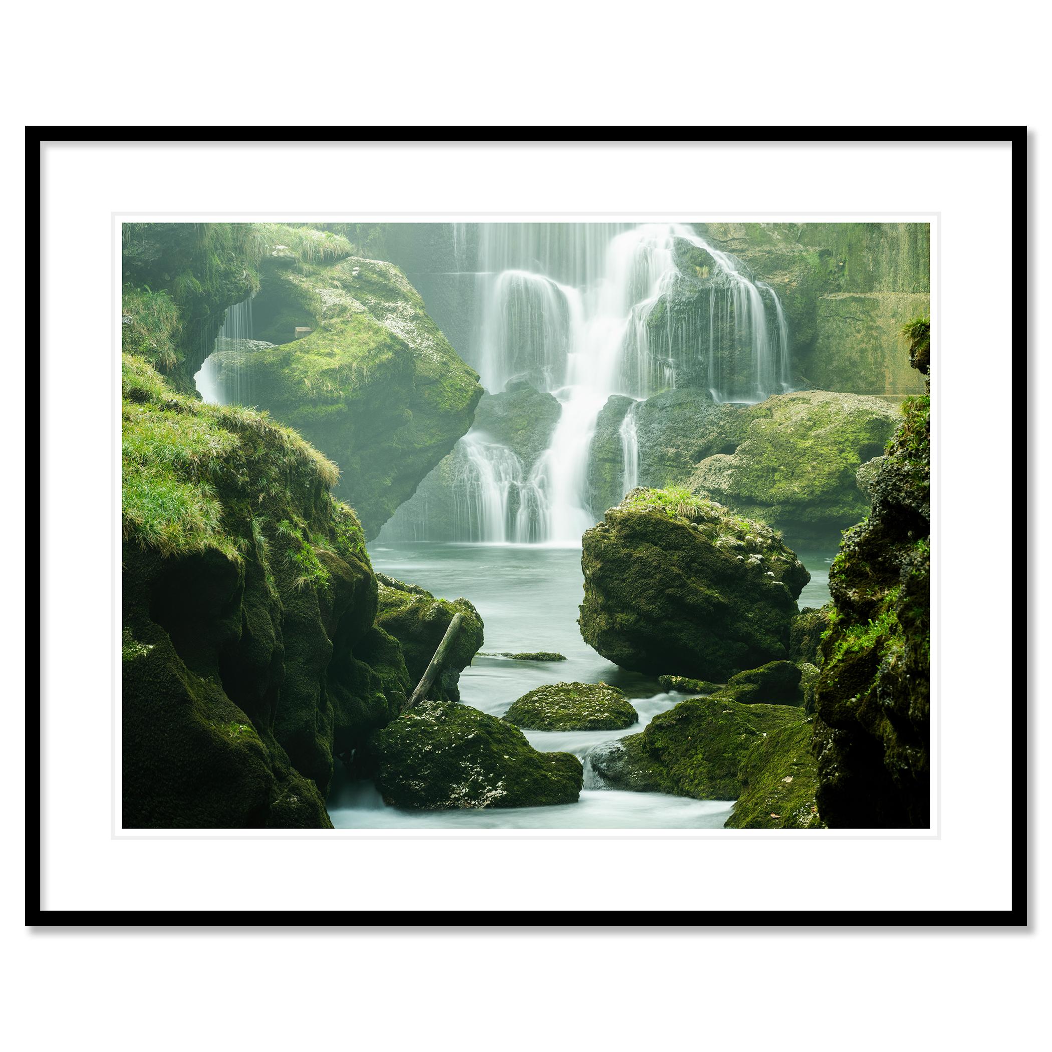 Moss Covered Waterfall - large scale waterscape - signed - limited edition For Sale 1