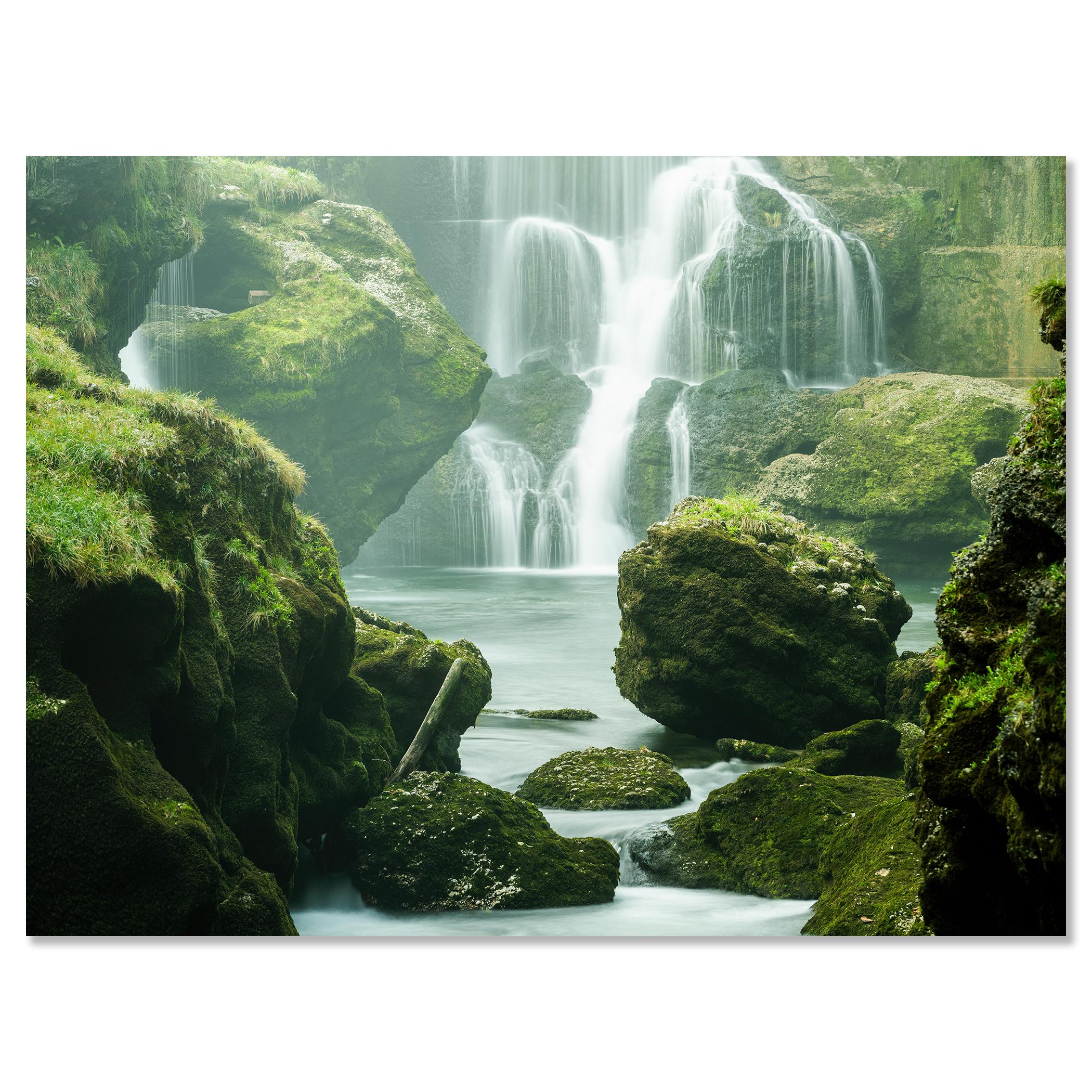 Moss Covered Waterfall - large scale waterscape - signed - limited edition For Sale 3