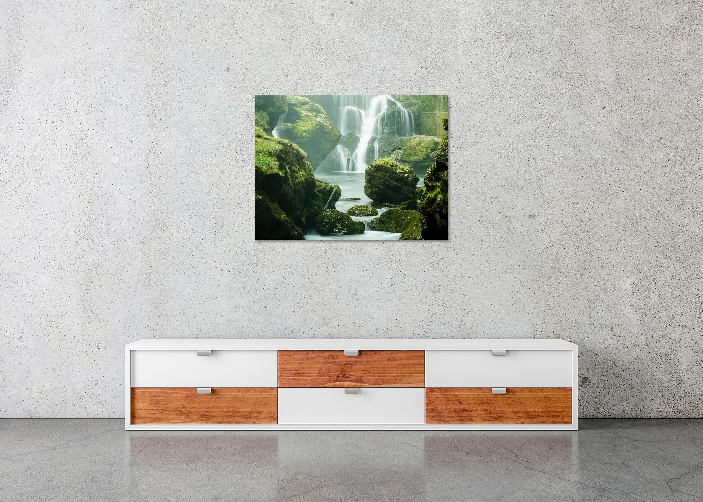 Moss Covered Waterfall - large scale waterscape - signed - limited edition For Sale 4
