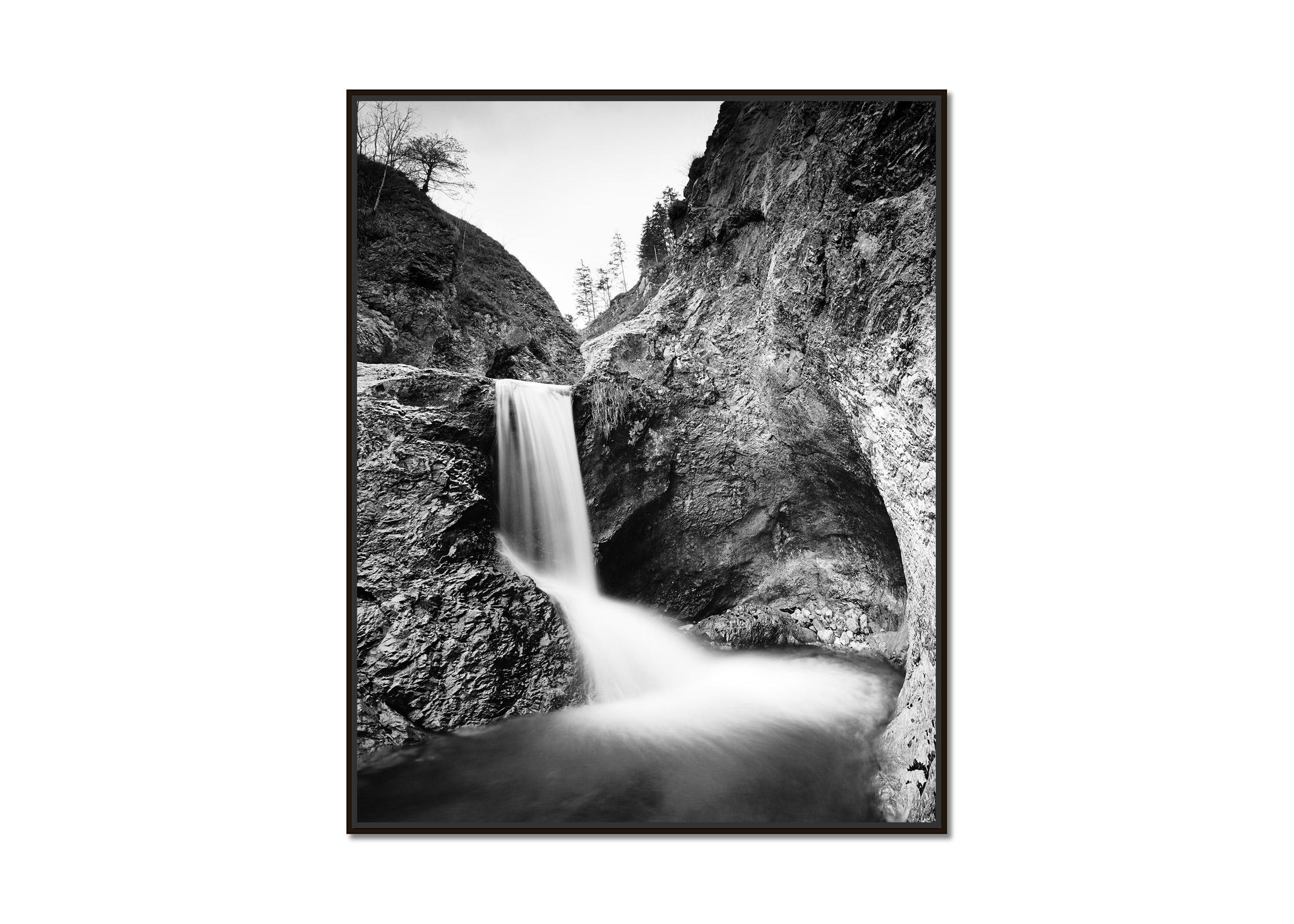 Mountain Stream, Waterfall, Austria, black and white photography, art landscape - Photograph by Gerald Berghammer