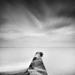 Mulberry Harbour, Normandie, France, black and white waterscape art photography