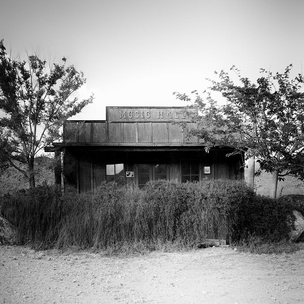 Black and white fine art landscape photography. Abandoned music hall on famous route 66 in the Arizona desert, USA. Archival pigment ink print, edition of 9. Signed, titled, dated and numbered by artist. Certificate of authenticity included. Printed