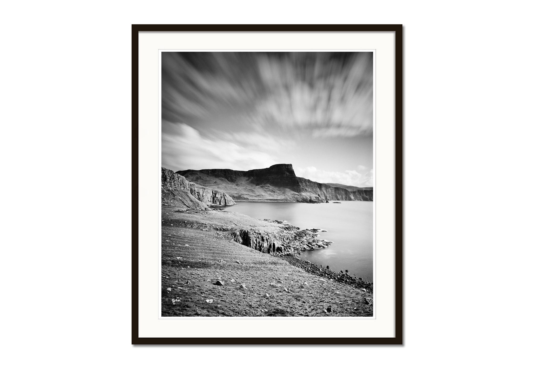 Neist Point, Isle of Sky, Scotland, black and white art photography, landscape - Gray Black and White Photograph by Gerald Berghammer