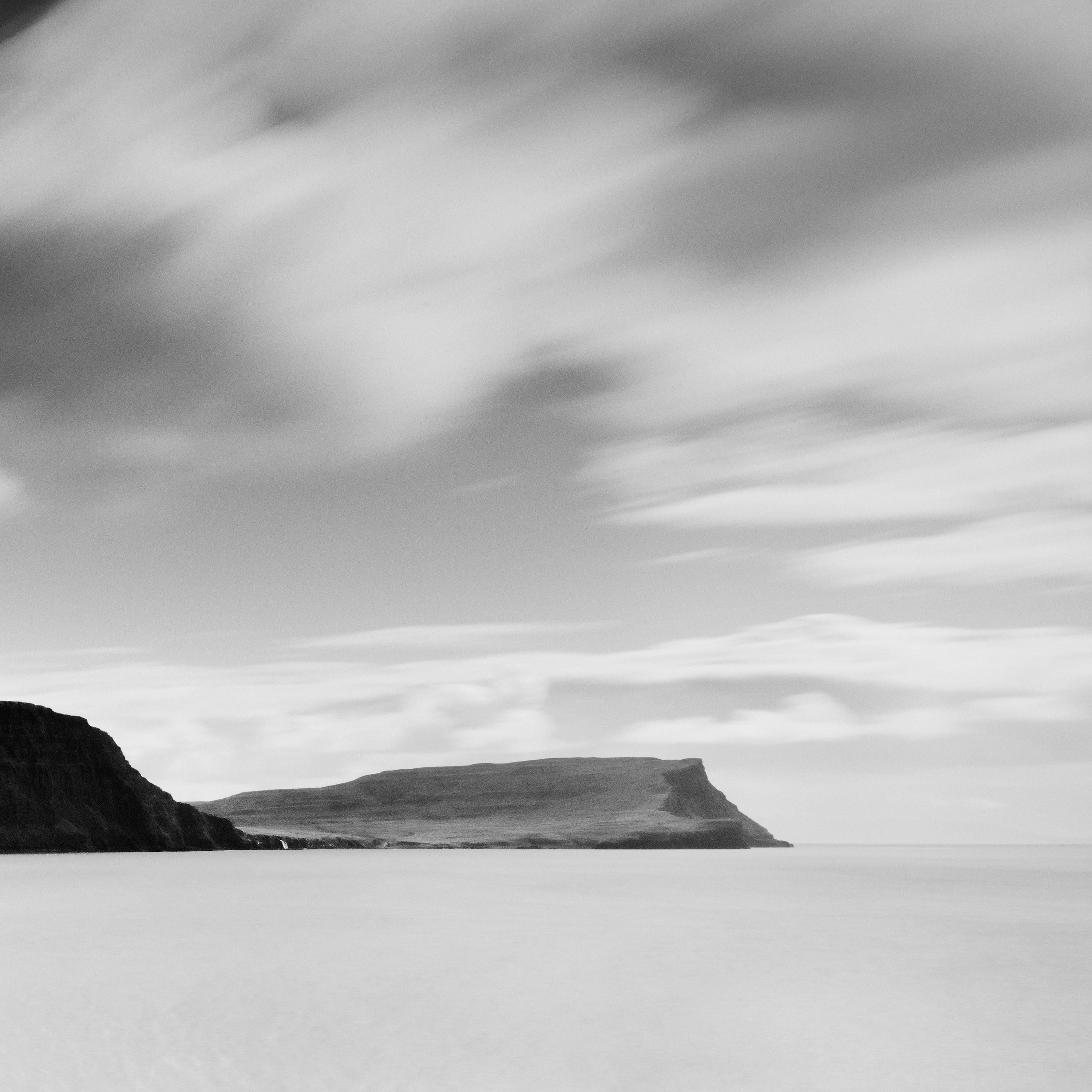 Neist Point Panorama cliff clouds shoreline Scotland black white landscape photo For Sale 2