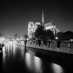 Notre Dame, Cathedral, Night, Paris, black and white photograph, limited edition