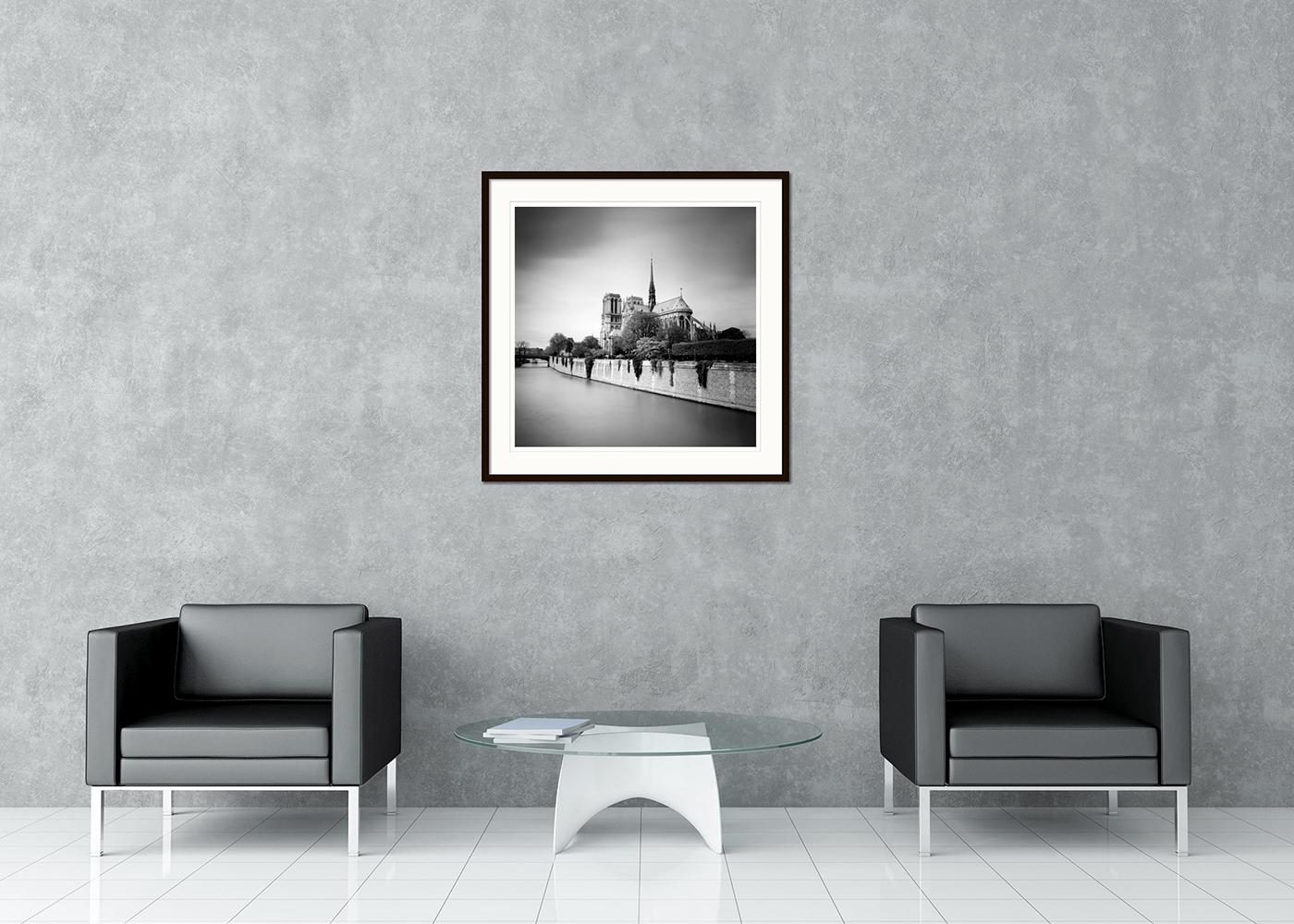 Notre Dame, Daylight, Paris, black and white photograph, architecture, limited - Gray Landscape Photograph by Gerald Berghammer