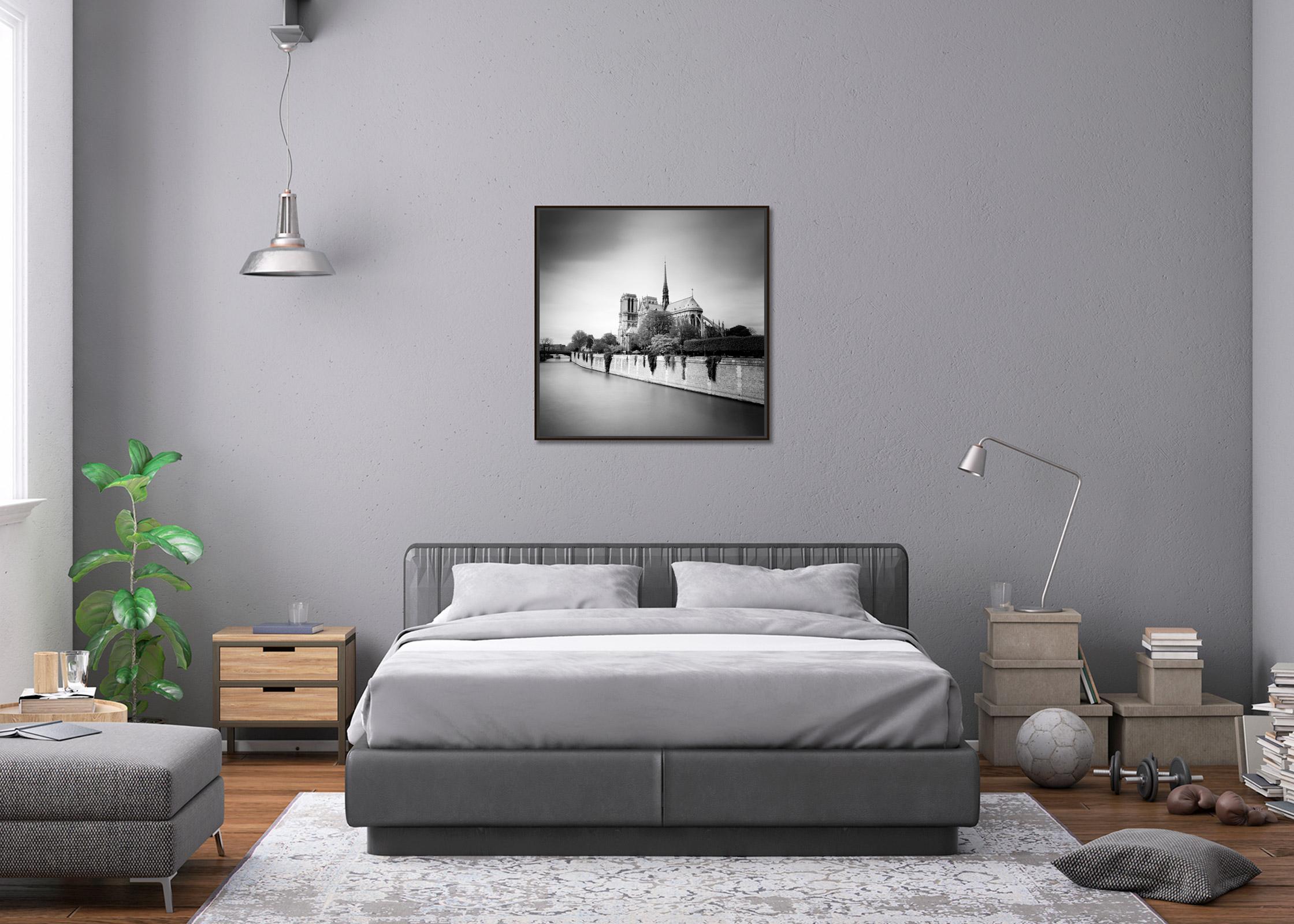Notre Dame, Tageslicht, Seine, Paris, Frankreich, Schwarz-Weiß-Landschaftsfotografie im Angebot 1