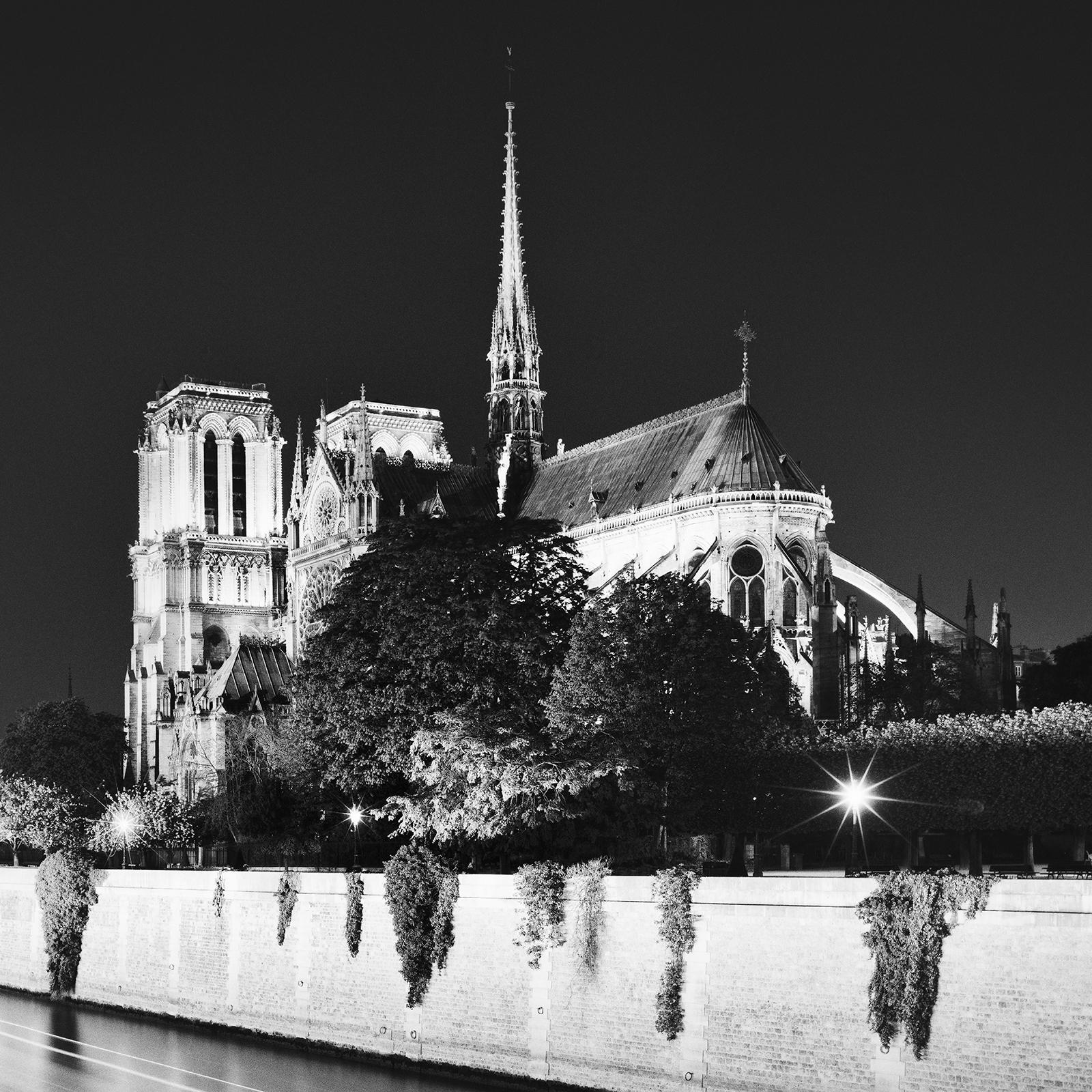 Notre Dame, night, Paris, France, black and white fine art cityscape photography For Sale 3