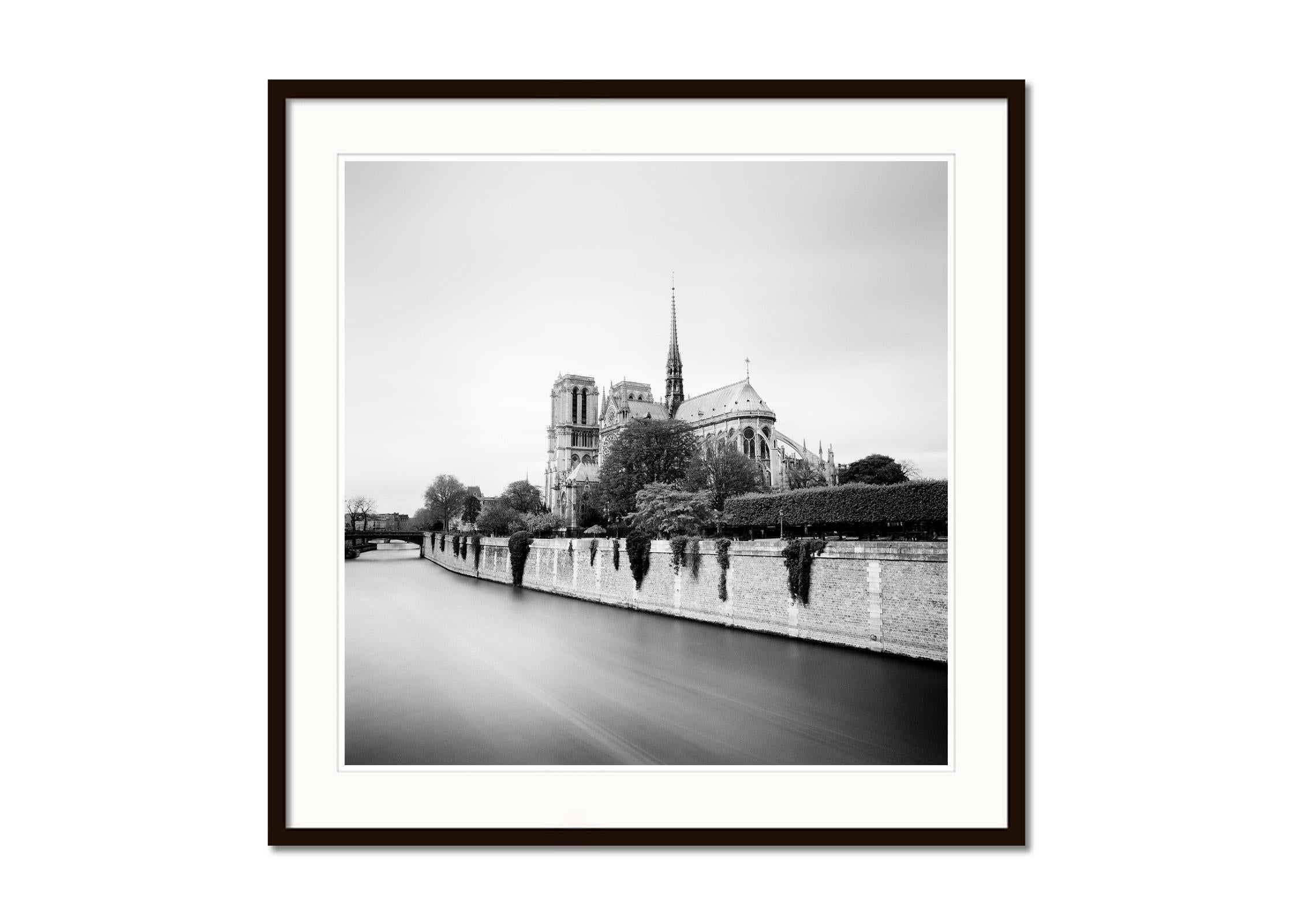 Notre Dame, Paris, France, black and white minimalism landscape art photography - Gray Black and White Photograph by Gerald Berghammer