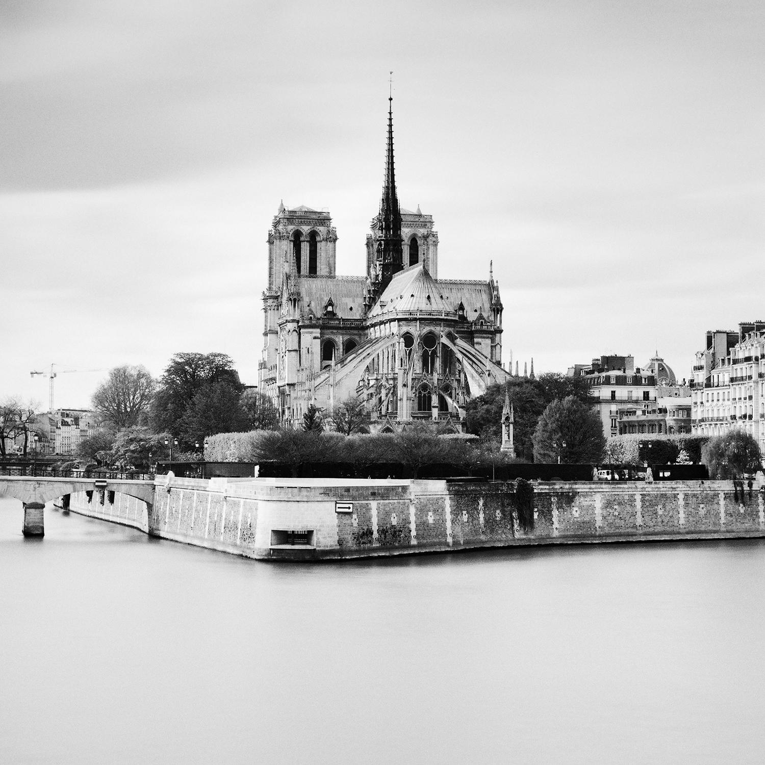 Notre Dame Seine Paris, France, black and white photography, fine art landscape - Photograph by Gerald Berghammer