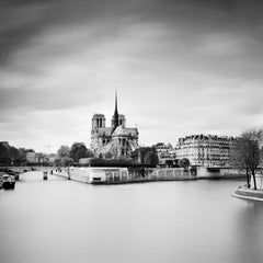 Notre Dame Seine Paris, France, black and white photography, fine art landscape