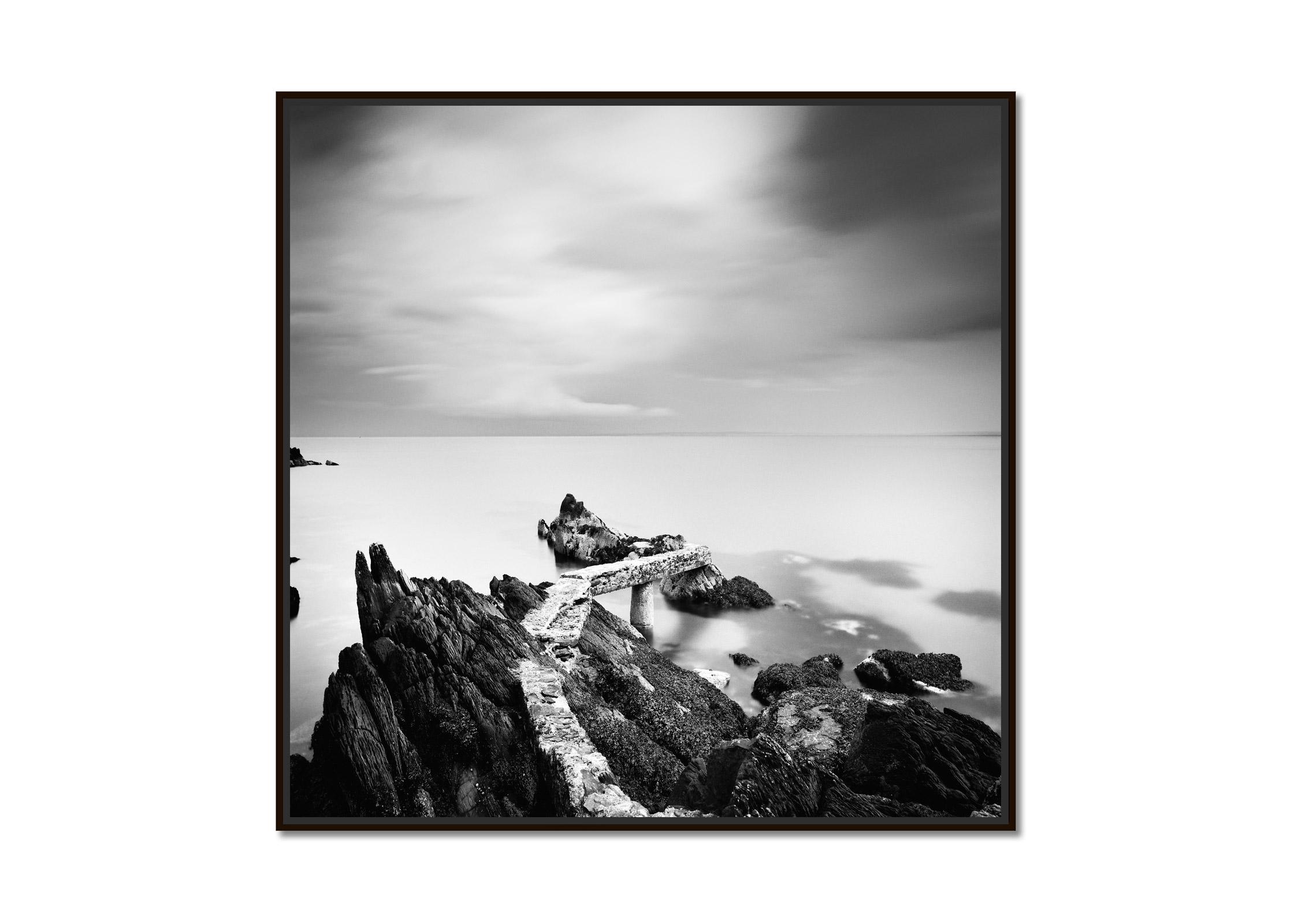 Old Pier, Ireland, black & white fine art long exposure waterscape photography - Photograph by Gerald Berghammer