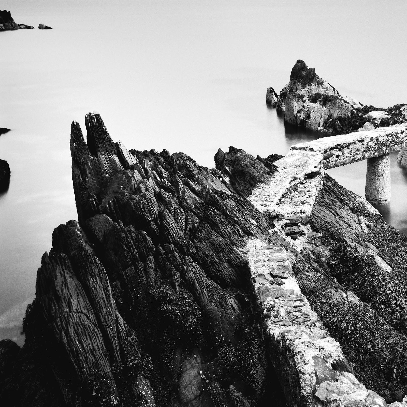 Old Pier, Ireland, black & white fine art long exposure waterscape photography For Sale 1