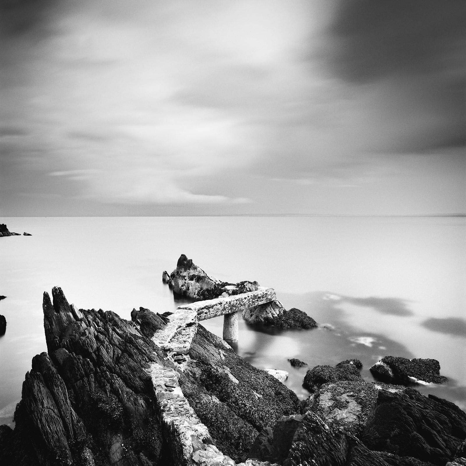 Gerald Berghammer Landscape Photograph - Old Pier, Ireland, black & white fine art long exposure waterscape photography