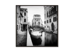 Old wrought iron bridge Venice Italy black white cityscape fine art photography