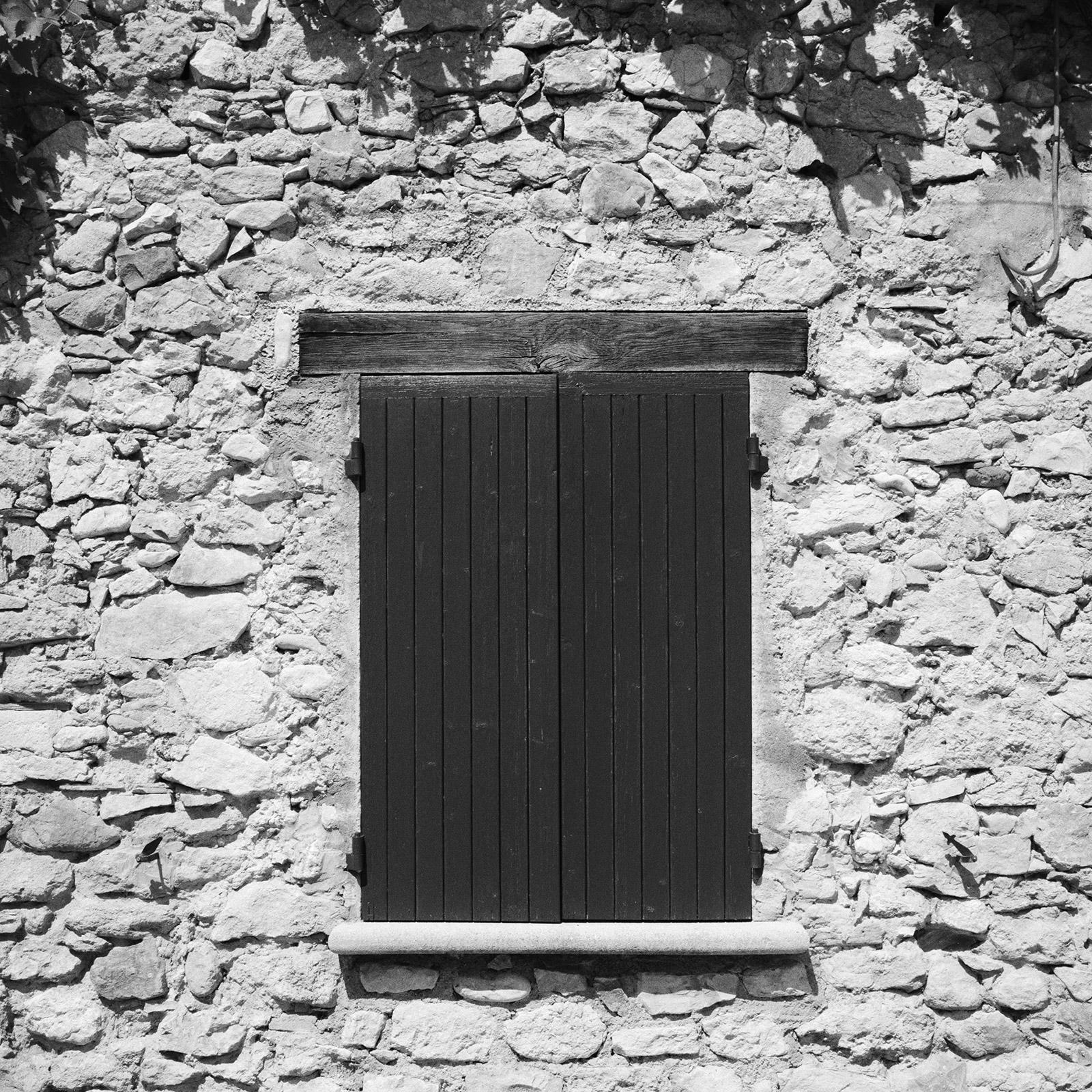 Omas Bench, stone House, France, black and white landscape, fine art photography For Sale 2