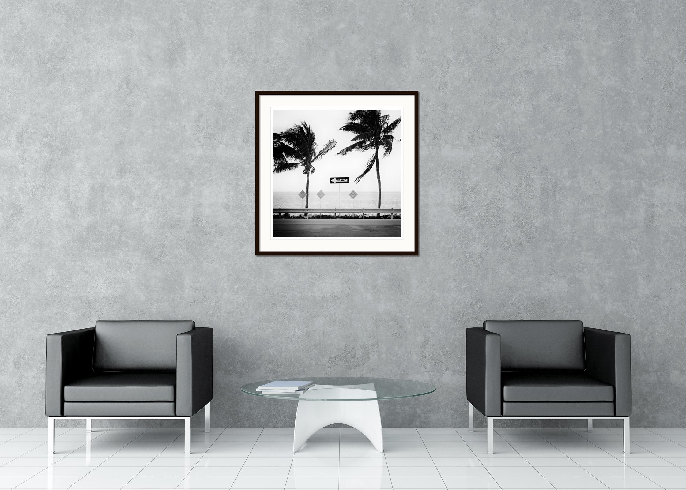 ONE WAY, Miami Beach, Florida, USA, black white fine art landscape photography - Contemporary Photograph by Gerald Berghammer