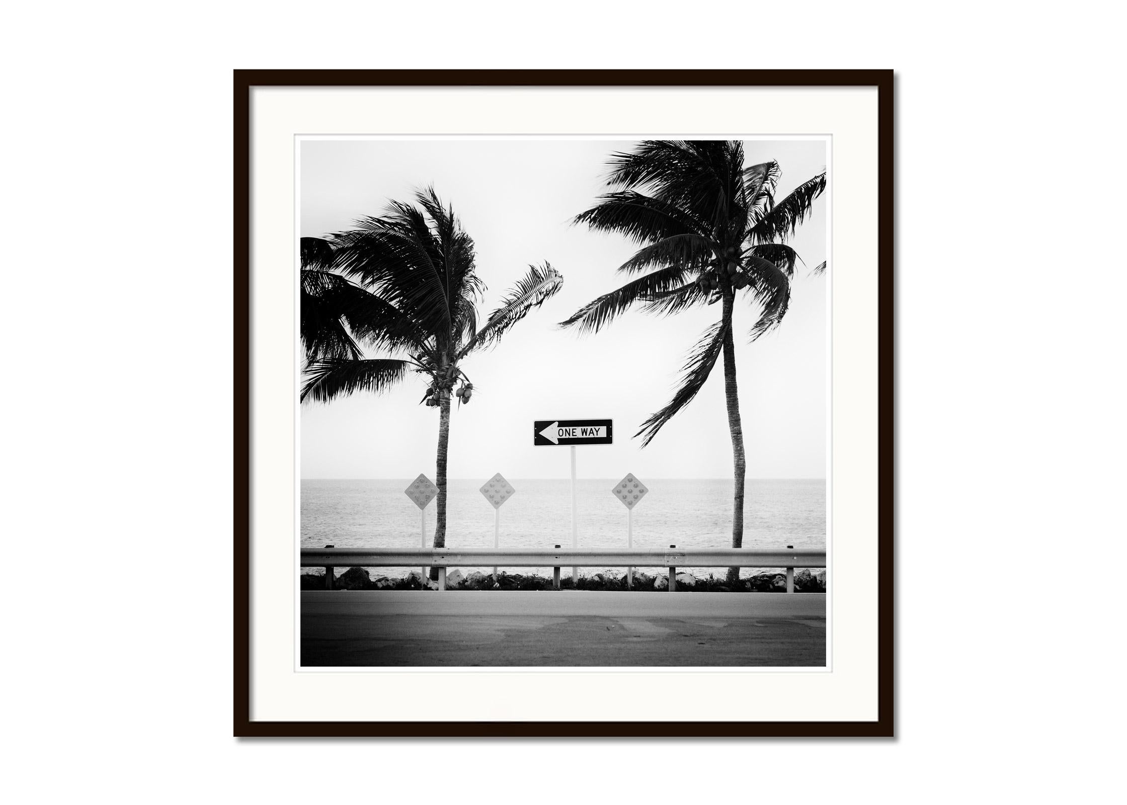 ONE WAY, Miami Beach, Florida, USA, black & white landscape photography print - Gray Landscape Photograph by Gerald Berghammer