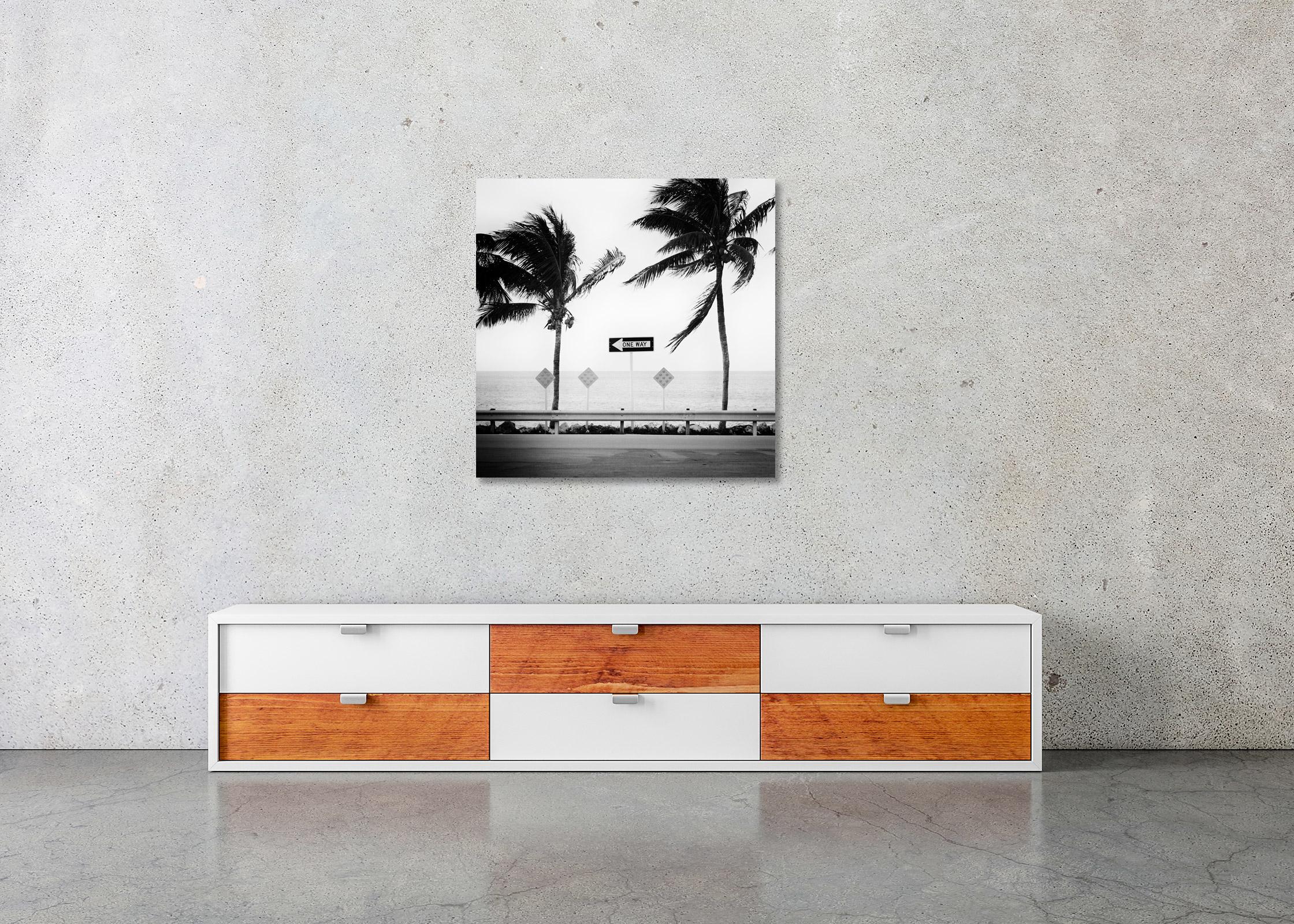 ONE WAY, Miami Beach, Florida, USA, black & white landscape photography print For Sale 2