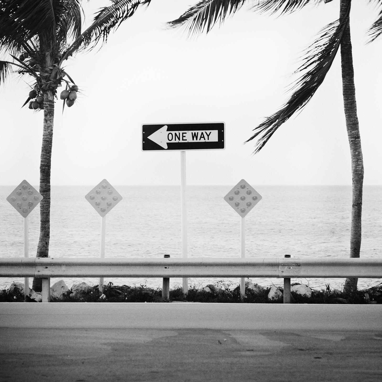 ONE WAY, Miami Beach, Florida, USA, black & white landscape photography print For Sale 3