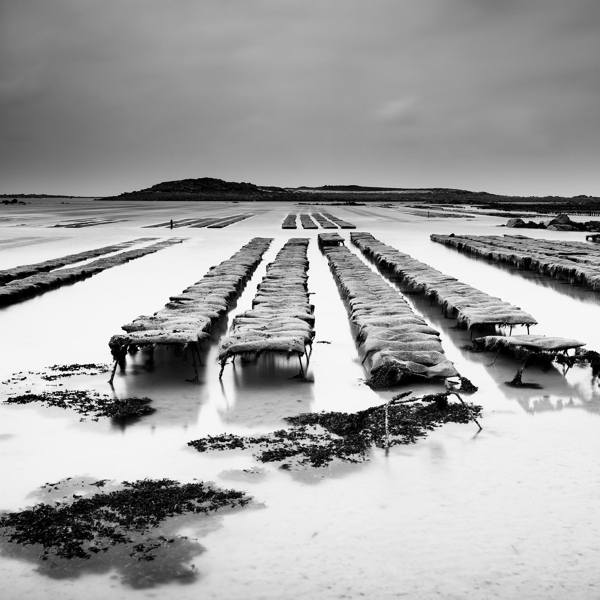 Oyster Farm, Atlantic Coast, France, black and white photography, art seascape For Sale 3