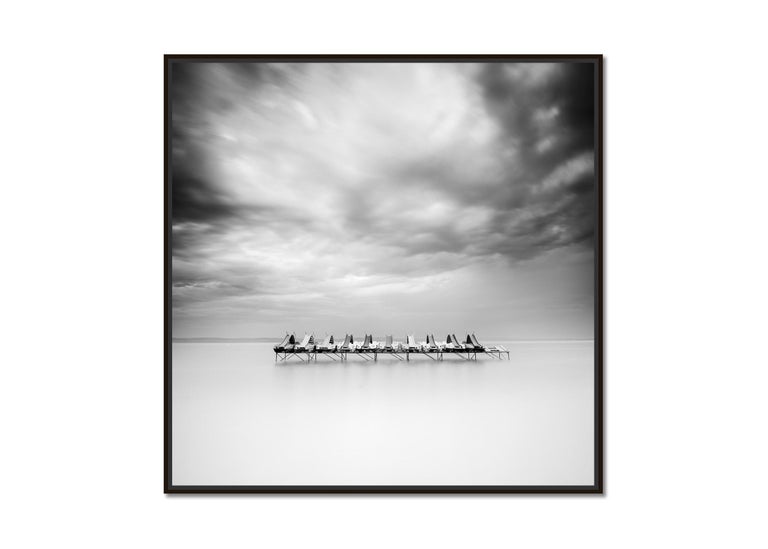 Paddelboot, Balaton, Hungary, minimalism, black and white photography, landscape - Photograph by Gerald Berghammer
