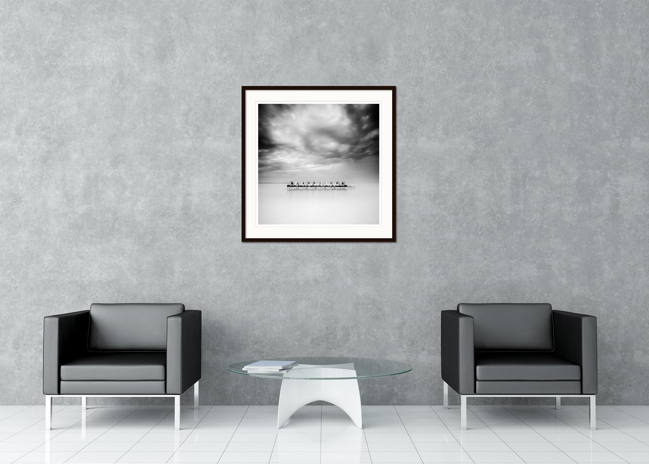 Pedal Boat, black and white, long exposure, fine art seascape photography print For Sale 1