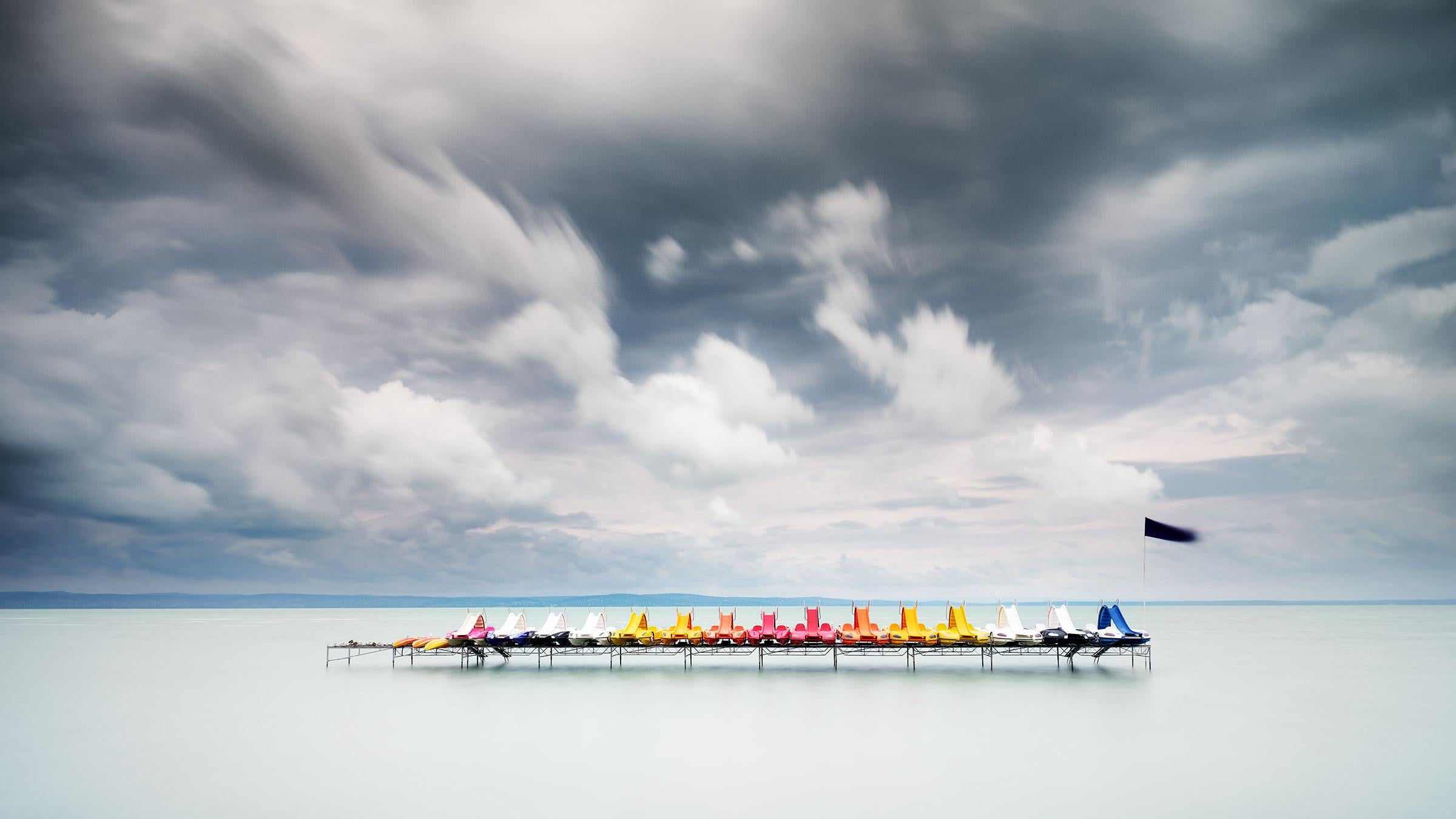 Paddelboot Study #3, Balaton, Colour Fine Art photography, panorama landscape