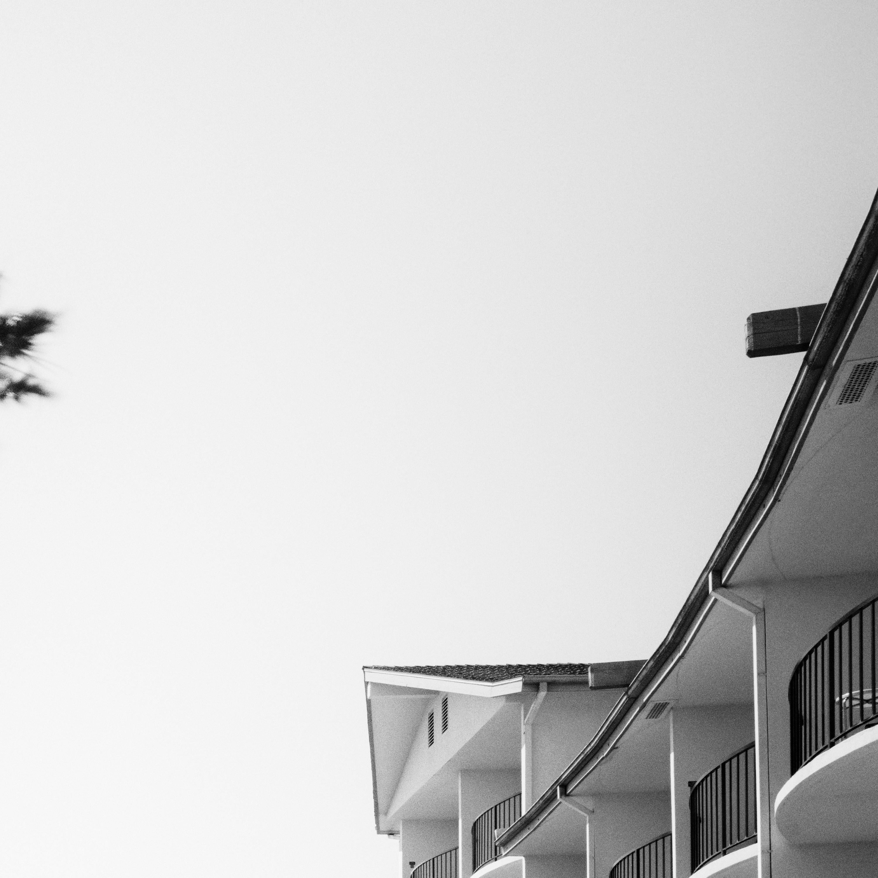Palms Motel, Santa Barbara, USA, black and white photography, fine art landscape For Sale 3