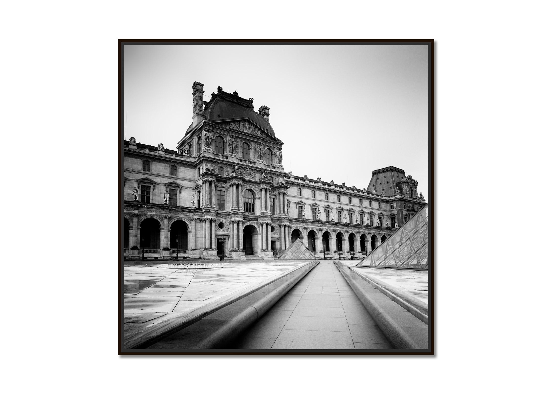 Pavillon Denon, Louvre, Paris, France, black and white cityscape art photography - Photograph by Gerald Berghammer