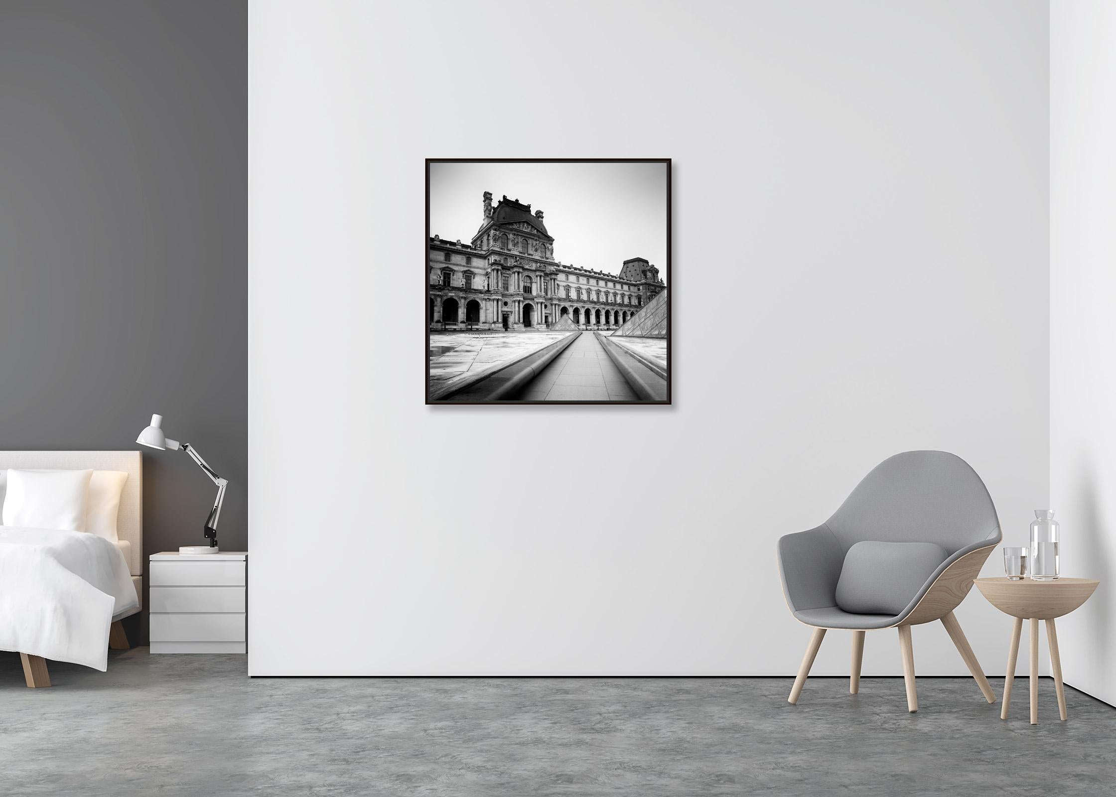 Pavillon Denon, Louvre, Paris, France, black and white cityscape art photography - Contemporary Photograph by Gerald Berghammer