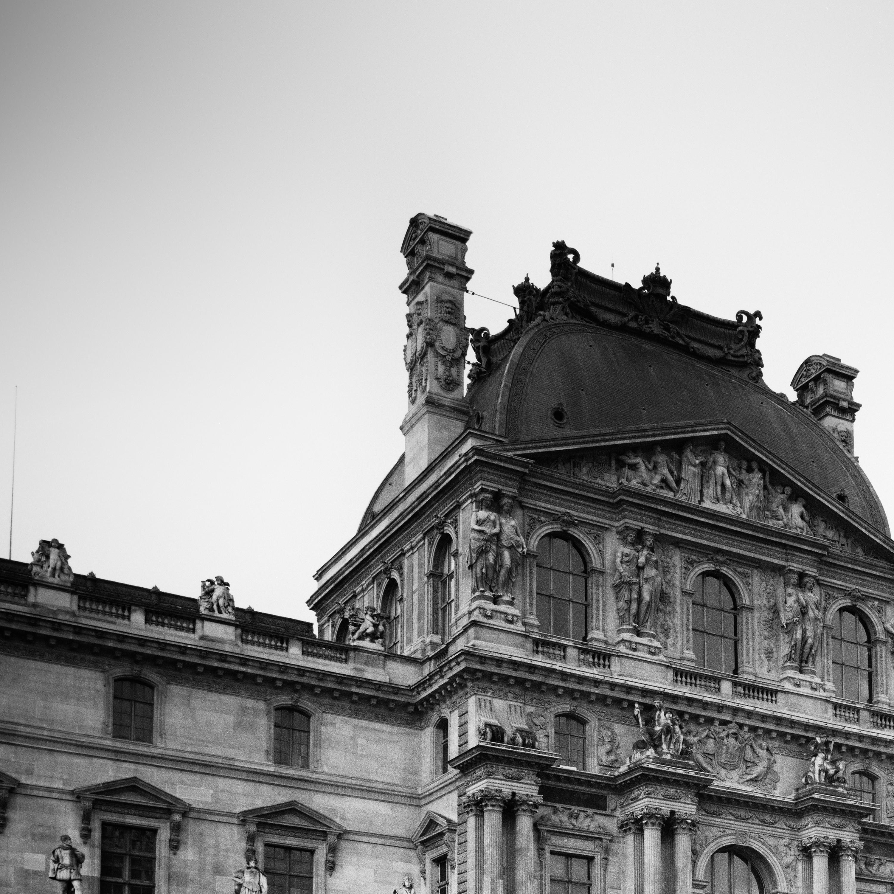 Pavillon Denon, Louvre, Paris, France, black and white cityscape art photography For Sale 3