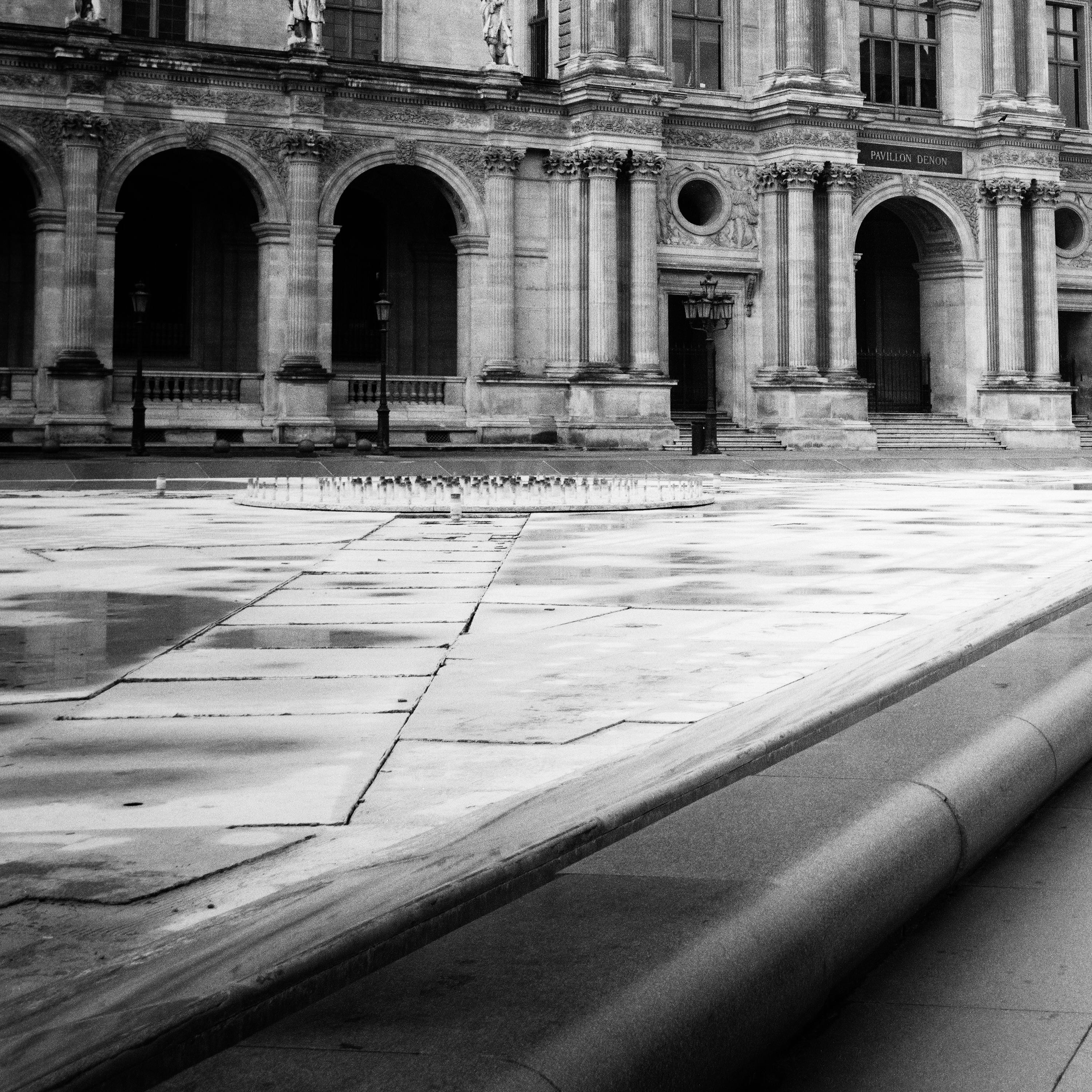 Pavillon Denon, Louvre, Paris, France, black and white cityscape art photography For Sale 4