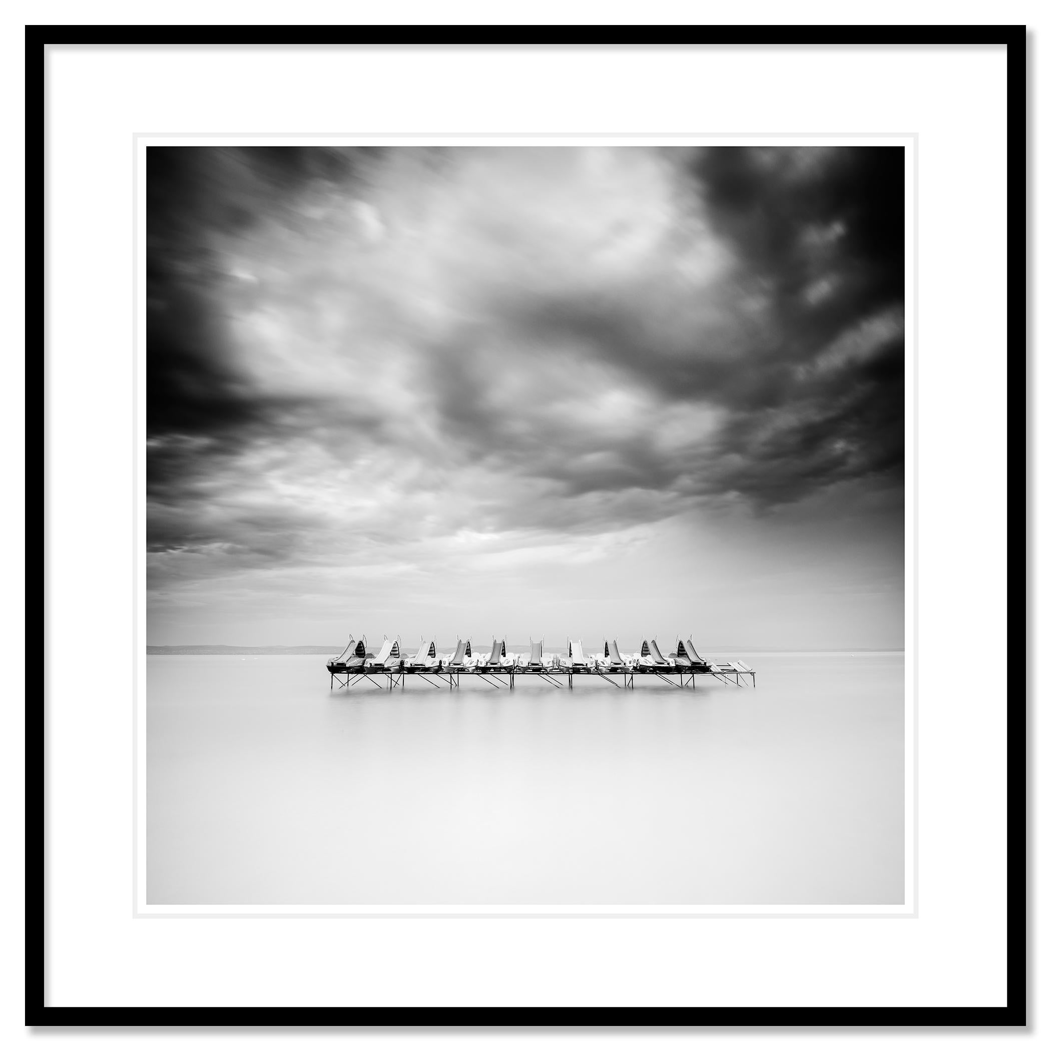 Pedal Boat, black and white, long exposure, fine art seascape photography print For Sale 1