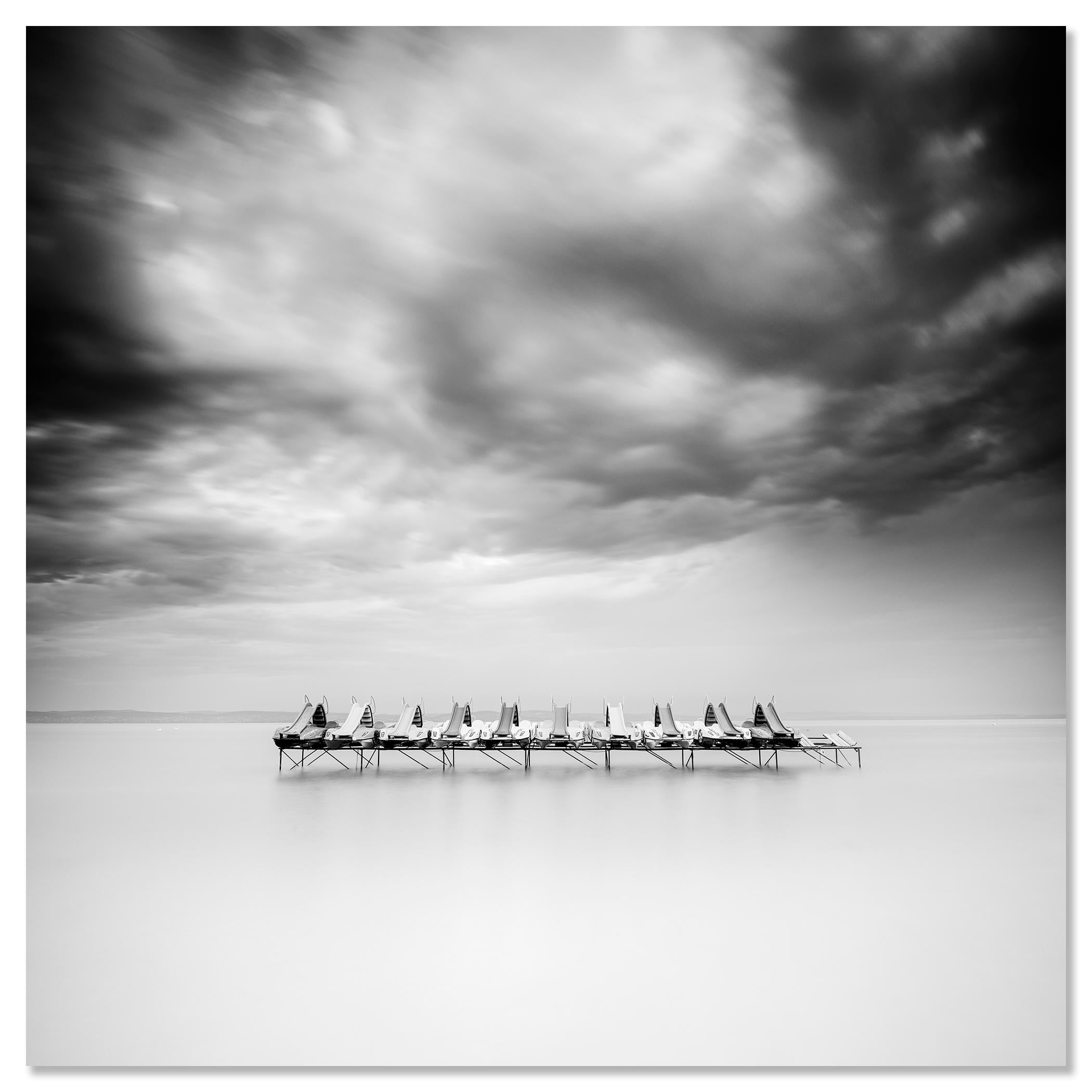 Pedal Boat, black and white, long exposure, fine art seascape photography print For Sale 3