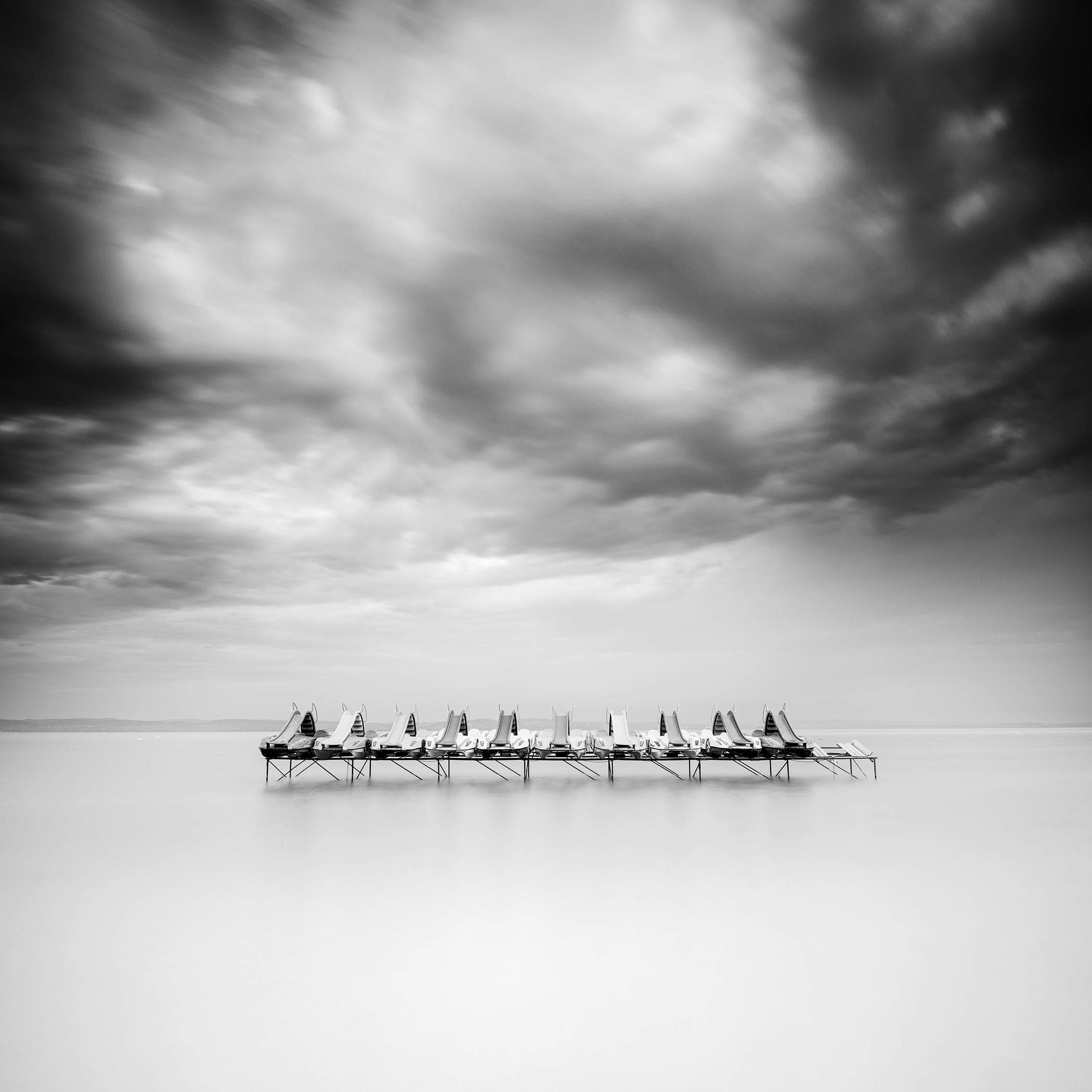 Gerald Berghammer Black and White Photograph - Pedal Boat, black and white, long exposure, fine art seascape photography print