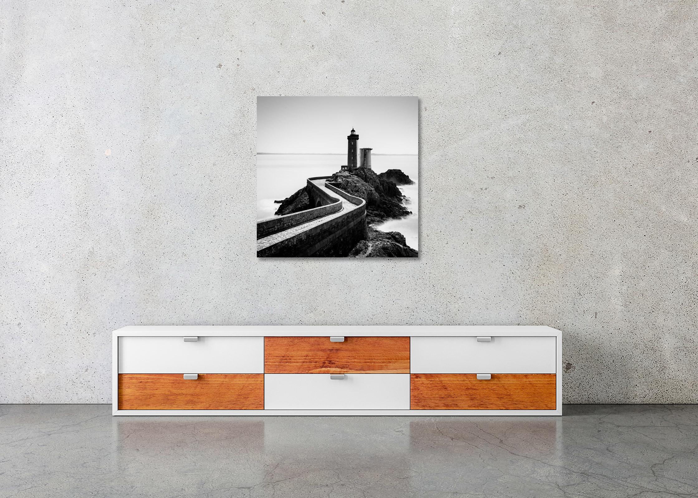 Petit Minou Lighthouse, Brittany, France, black & white waterscape photography  For Sale 3
