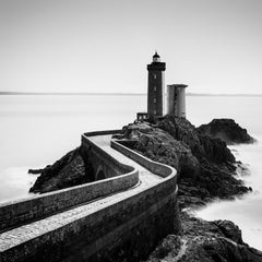 Petit Minou Lighthouse, Brittany, France, black & white waterscape photography 