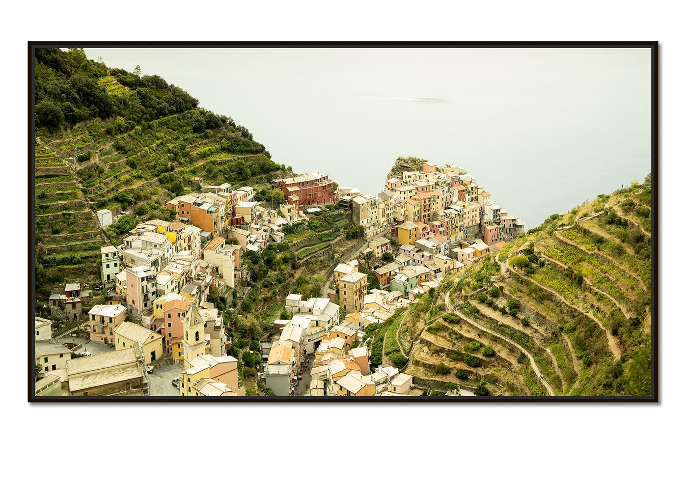 Picturesque Village, Vineyards, Cinque Terre, Photographie à tirage limité - Beige Landscape Photograph par Gerald Berghammer