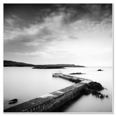 Pier, Bay, Shoreline, Irlande, photographie noir et blanc, paysage marin, limité