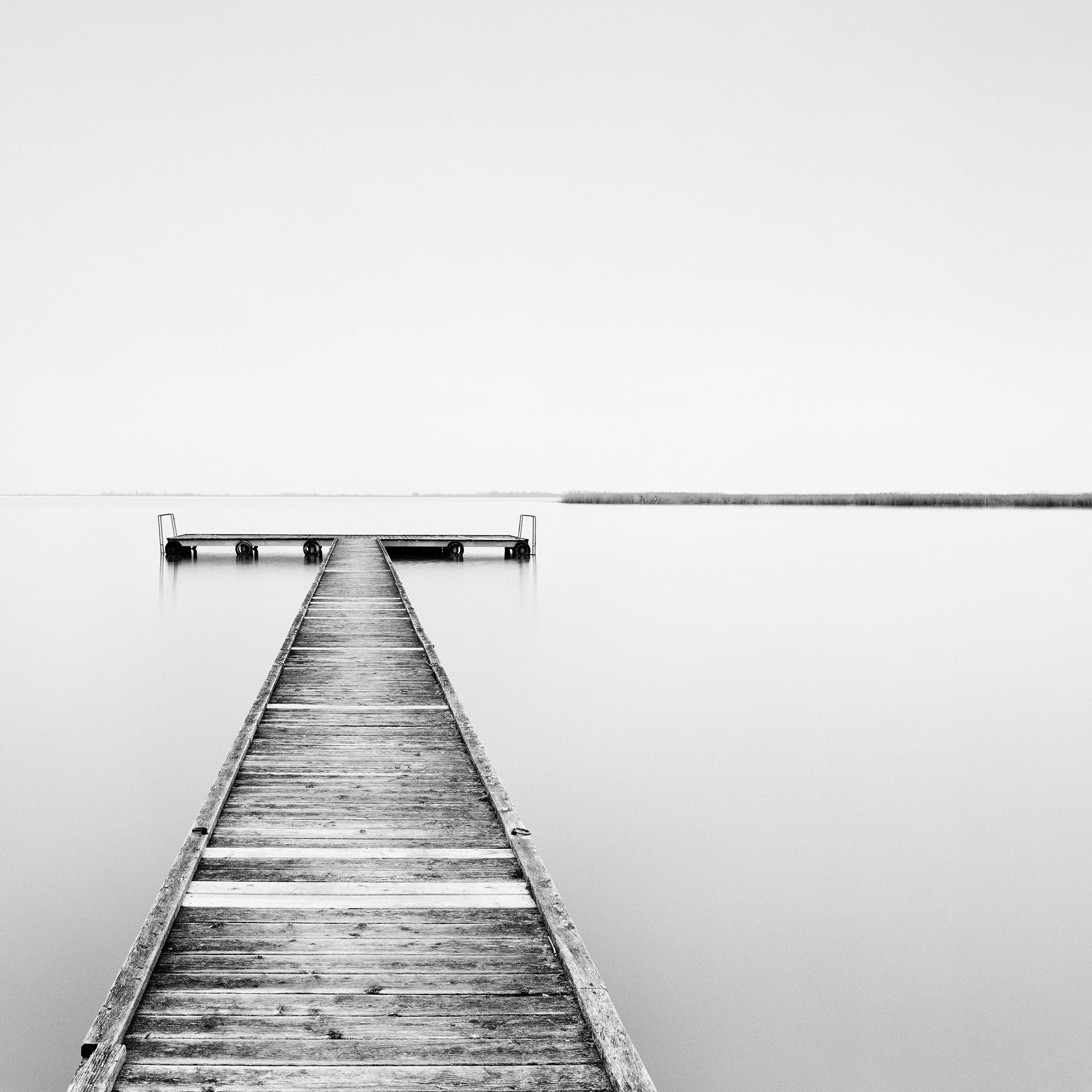 Pier, foggy morning, minimalist black white, photography, fine art landscape en vente 6