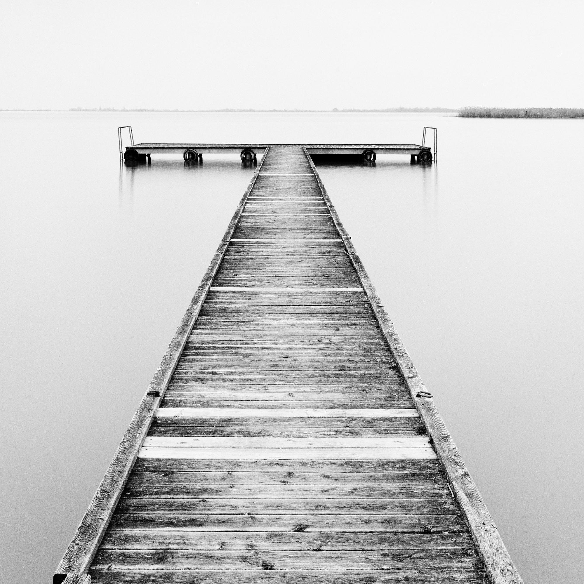 Pier, foggy morning, minimalist black white, photography, fine art landscape en vente 7