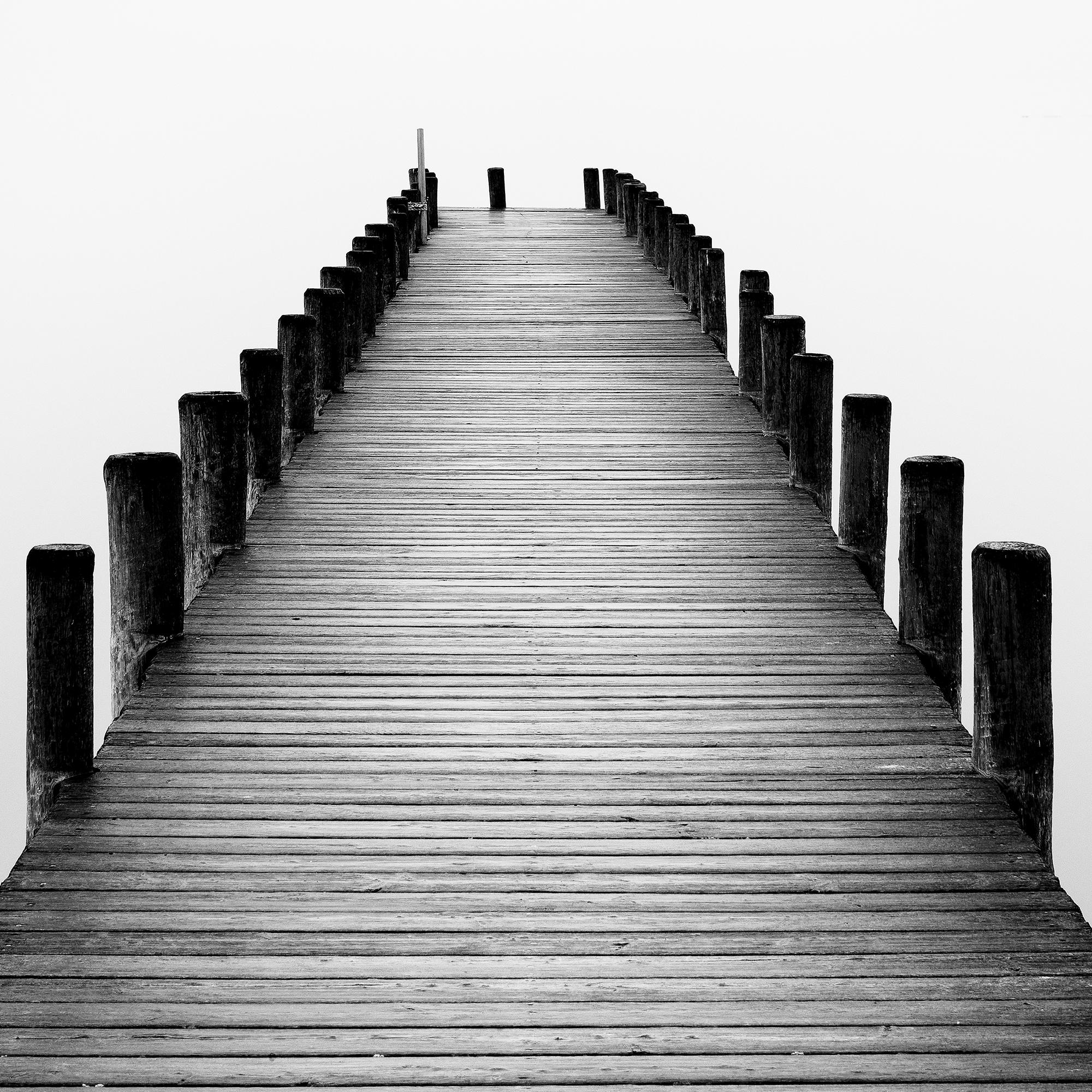 Pier on misty Lake, long exposure, monochrome minimalist photo, limited edition For Sale 5